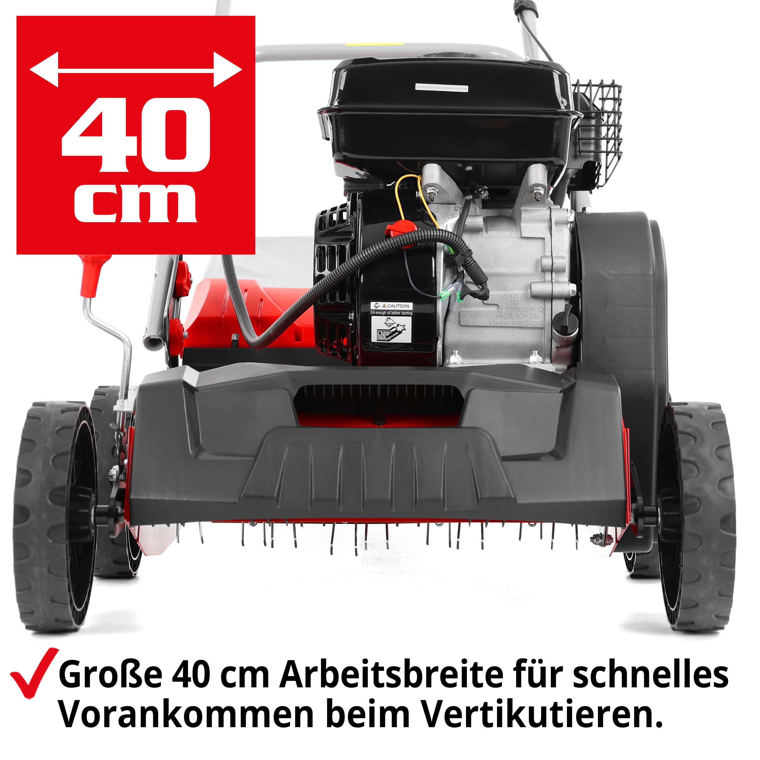 Hecht Benzin-Vertikutierer / Lüfter 5645 2in1 Rasenlüfter, 40 cm Arbeitsbreite, 5,8 PS, 15 Messer, 26 Federkrallen