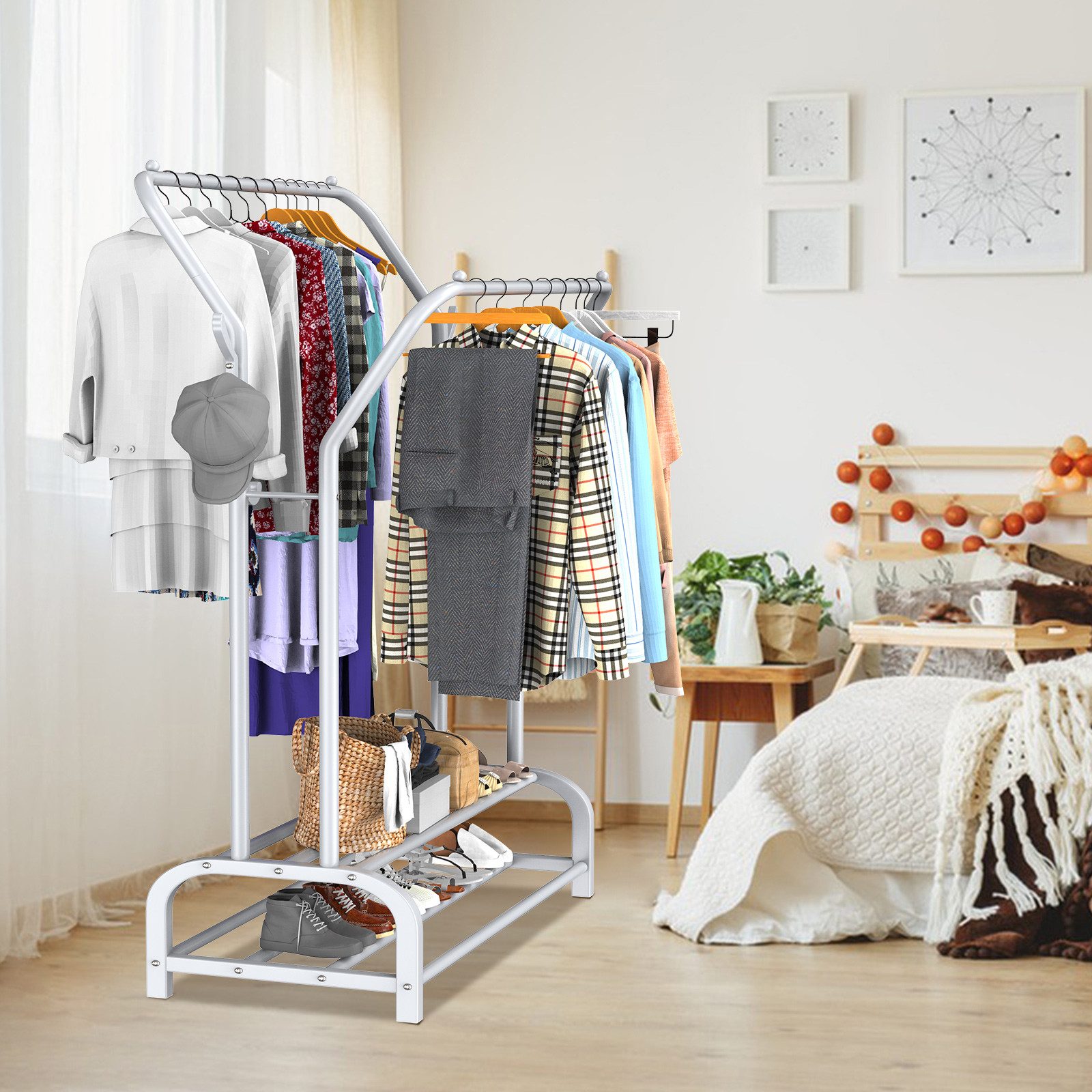 loefme Kleiderständer Kleiderständer Kleiderstange Doppelstab Garderobenstä günstig online kaufen