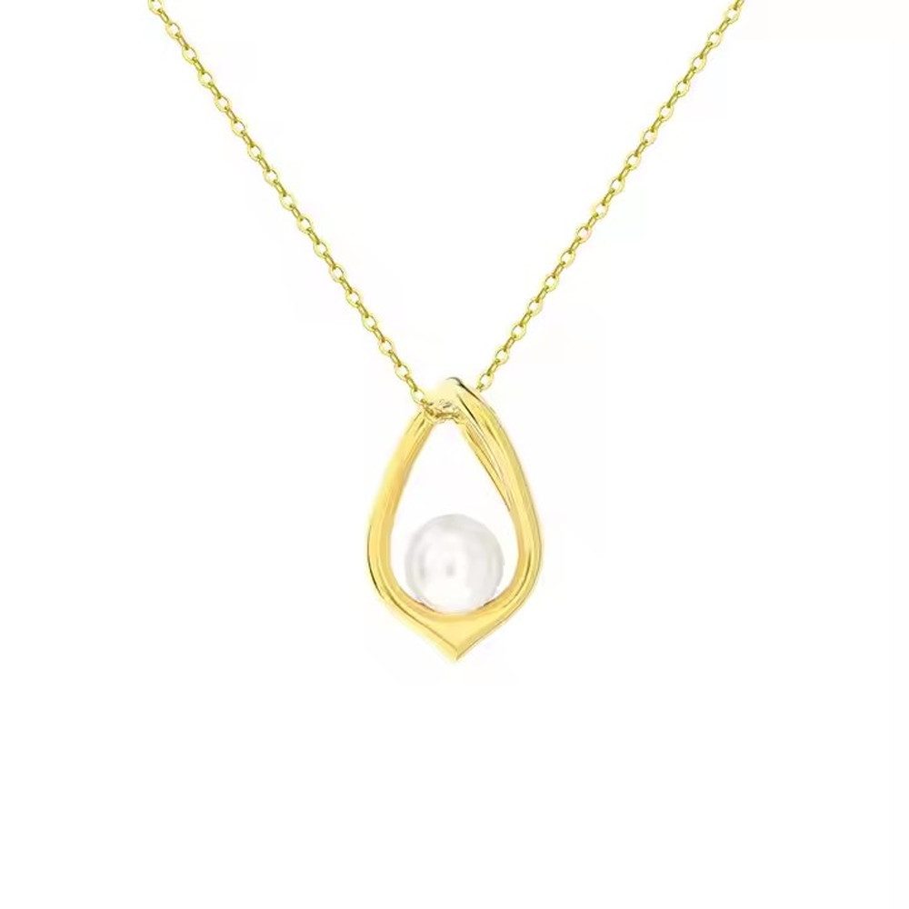 Kette mit Anhänger zarte Kette mit Oval und Perle