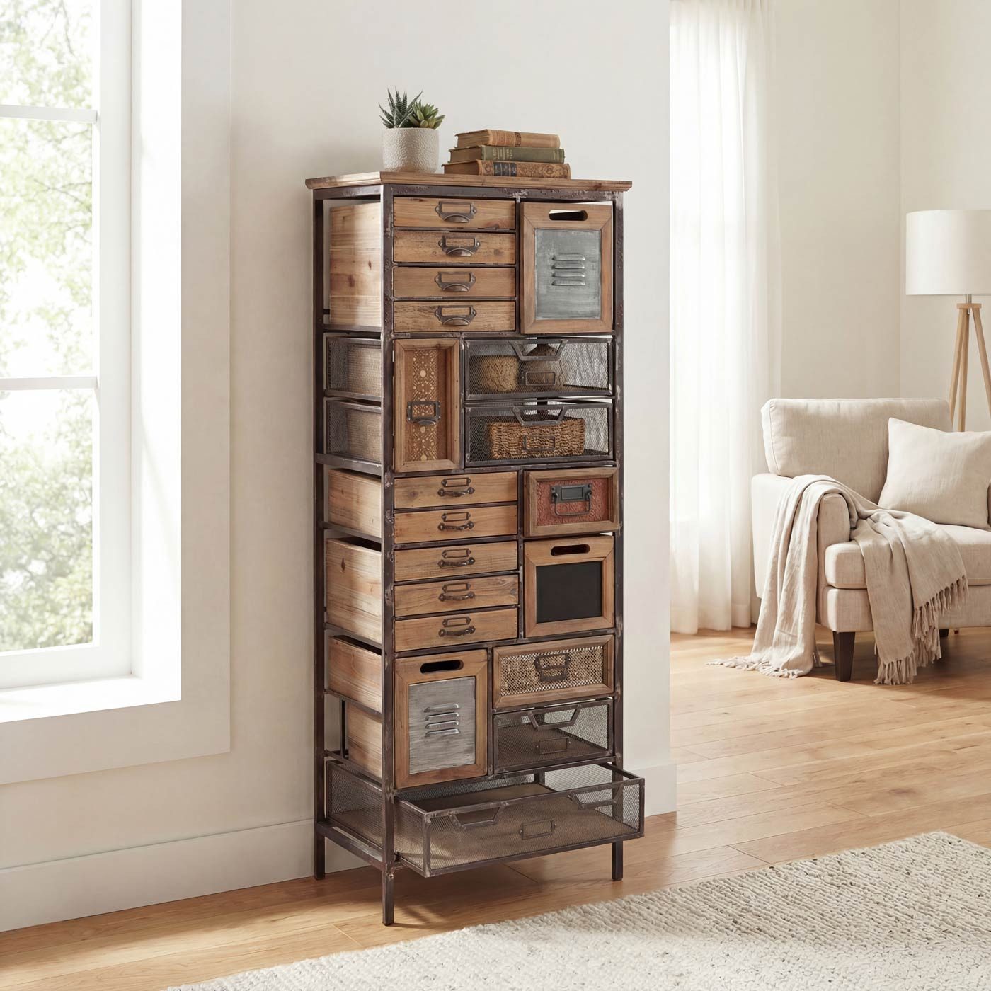 MCW Apothekerschrank MCW-A43-33 19 Schubladen, Shabby-Look