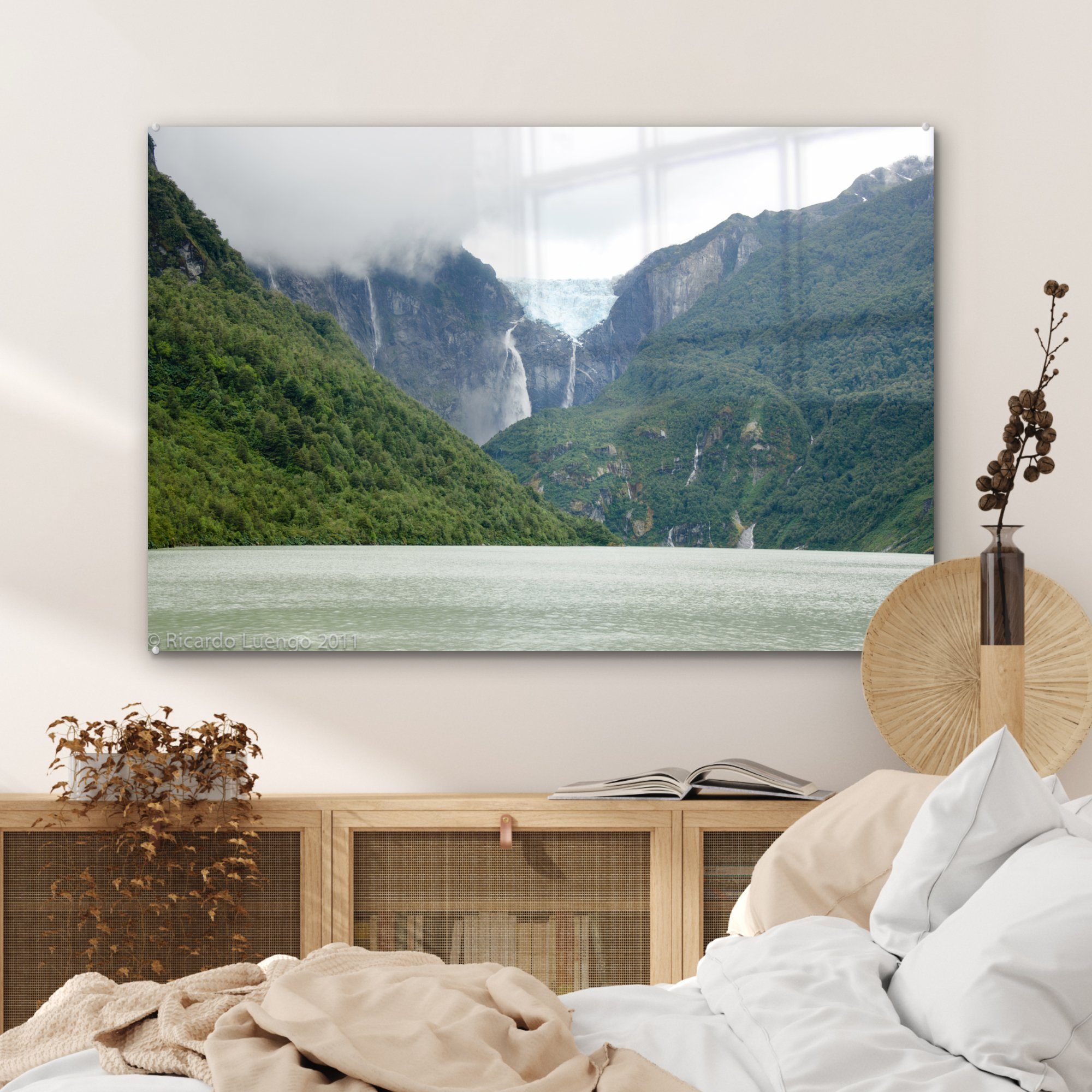 MuchoWow Acrylglasbild Landschaft im Queulat-Nationalpark Acrylglasbilder Schlafzimmer Chile, & St), in (1 Wohnzimmer