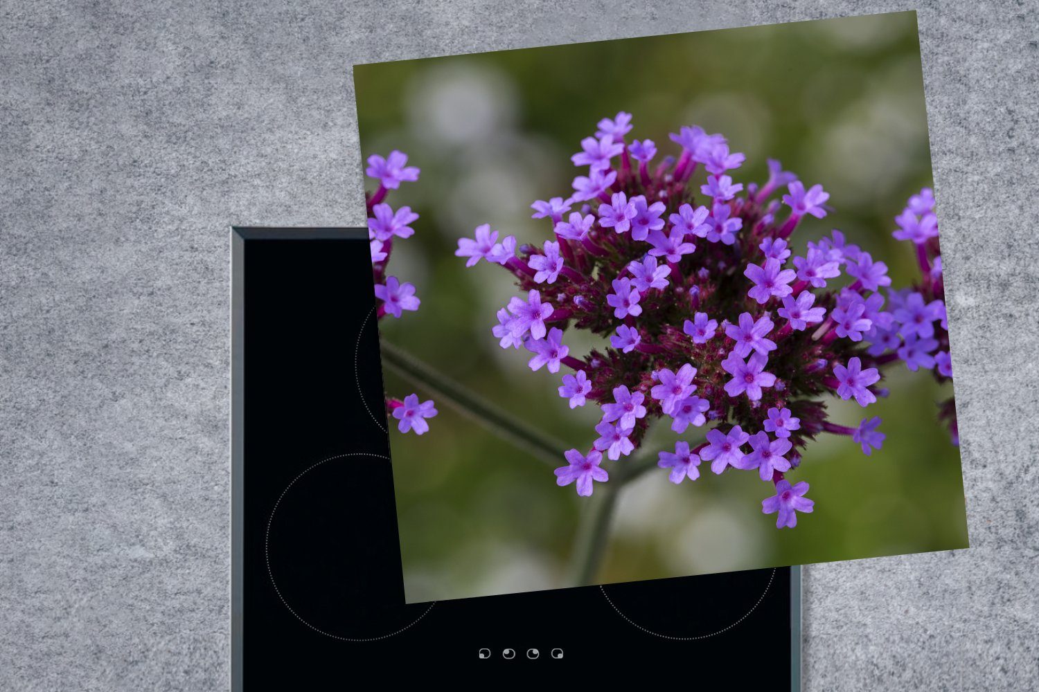 Herdblende-/Abdeckplatte für MuchoWow (1 Vinyl, cm, Ceranfeldabdeckung, 78x78 Arbeitsplatte Blumen-Eisenherz, küche tlg),