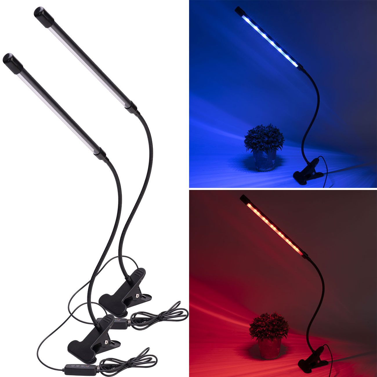 Casativo Pflanzenlampe LED-Pflanzenlampe 360°-Schwanenhals Wachstumslampe 82 lm 20 LEDs, LED (20 LEDs: 10x rot, 10x blau, fest integriert), LED-Pflanzenlicht 3 Lichtmodi, 10 Dimmstufen & Timer mit USB-Anschluss
