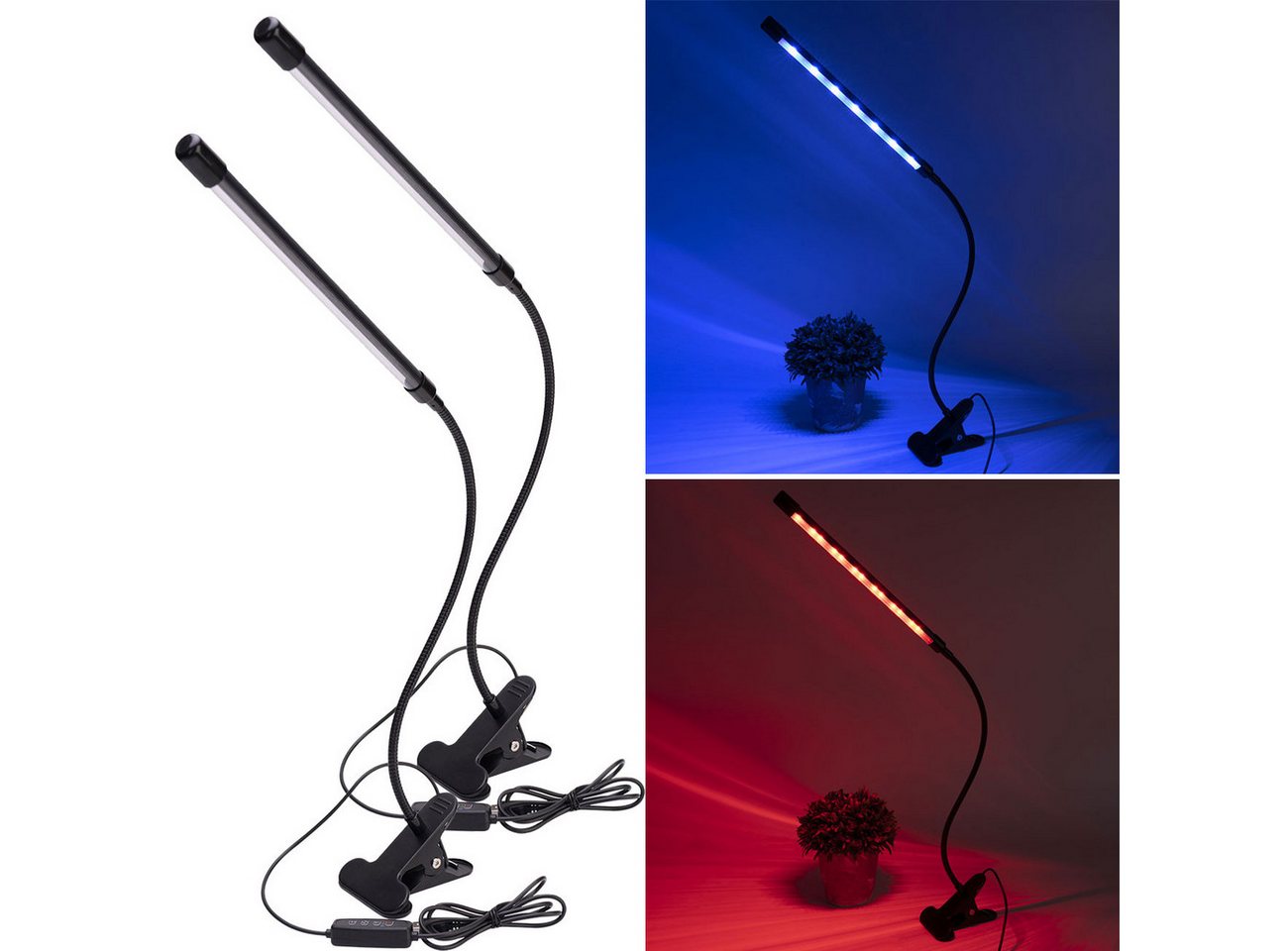 Casativo Pflanzenlampe LED-Pflanzenlampe 360°-Schwanenhals Wachstumslampe 82 lm 20 LEDs, LED (20 LEDs: 10x rot, 10x blau, fest integriert), LED-Pflanzenlicht 3 Lichtmodi, 10 Dimmstufen & Timer mit USB-Anschluss