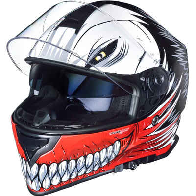 rueger-helmets Motorradhelm RT-824 Integralhelm Motorradhelm Kinderhelm Motorrad Integral Roller Helm GebissRT-824 Red Hollow XL