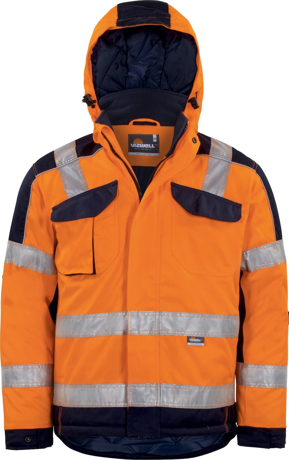 vizwell Arbeitshose Arbeitsjacke Warnschutz-Kontrast-Jacke Größe S (1-tlg)