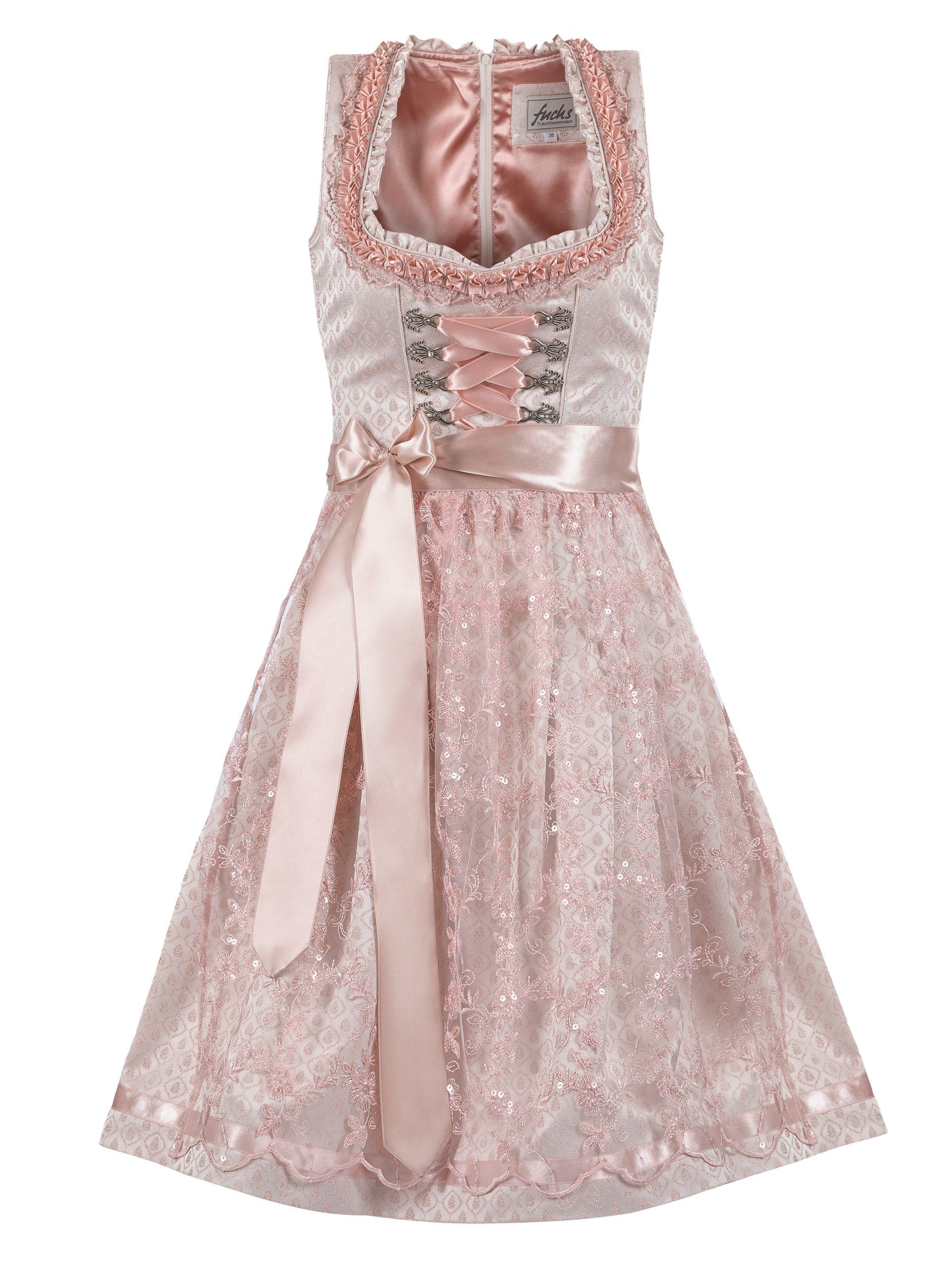 Trachten24.de Dirndl Midi Dirndl Bea rose (2-tlg) Rockteil 60cm