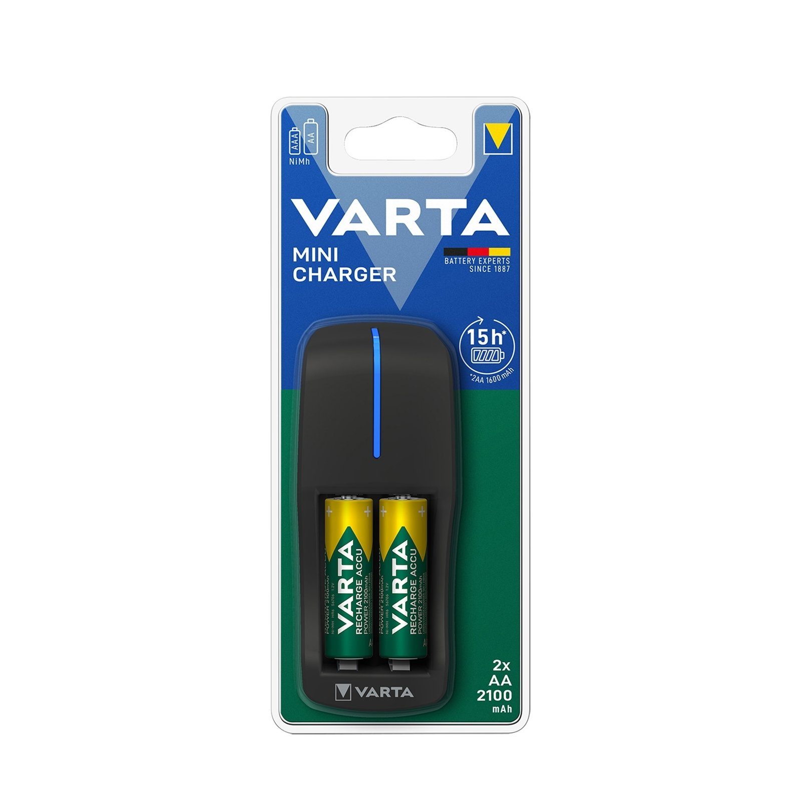 VARTA Mini Ladegerät für AA und AAA Batterie-Ladegerät | Akku-Ladestationen