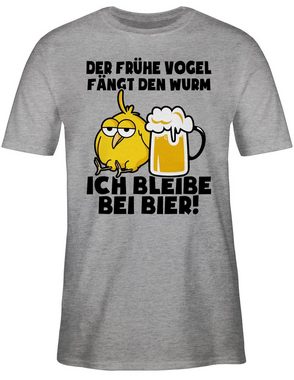 Shirtracer T-Shirt Der frühe Vogel fängt den Wurm! Ich bleibe bei Bier! - schwarz Party & Alkohol Herren