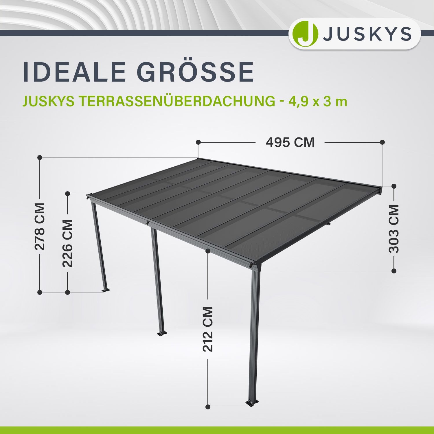 Juskys Terrassendach Borneo, 5x3 m, Regen- günstig online kaufen