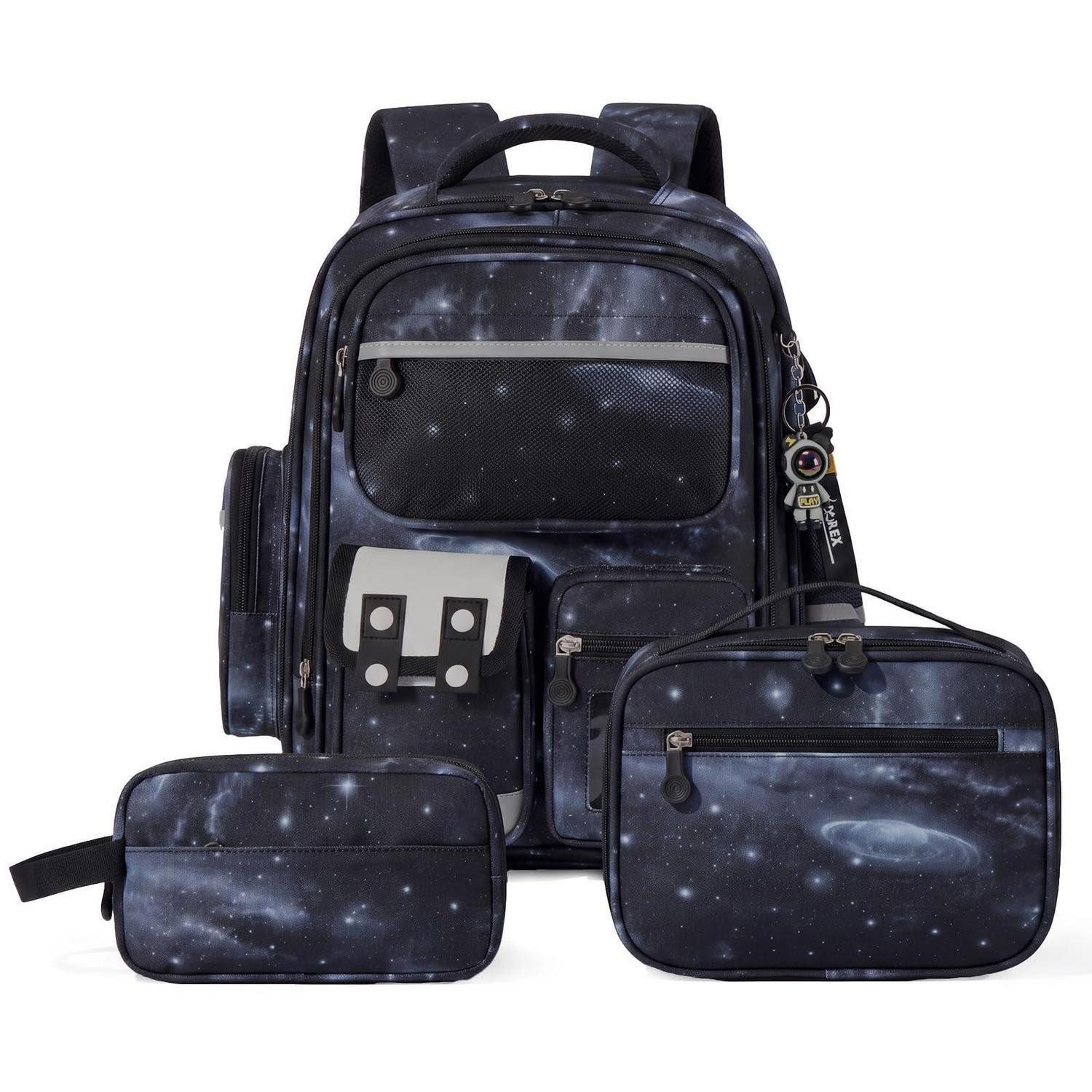 LuxusKollektion Schulranzen Schulrucksack Set 3-teilig Sternenschwarz