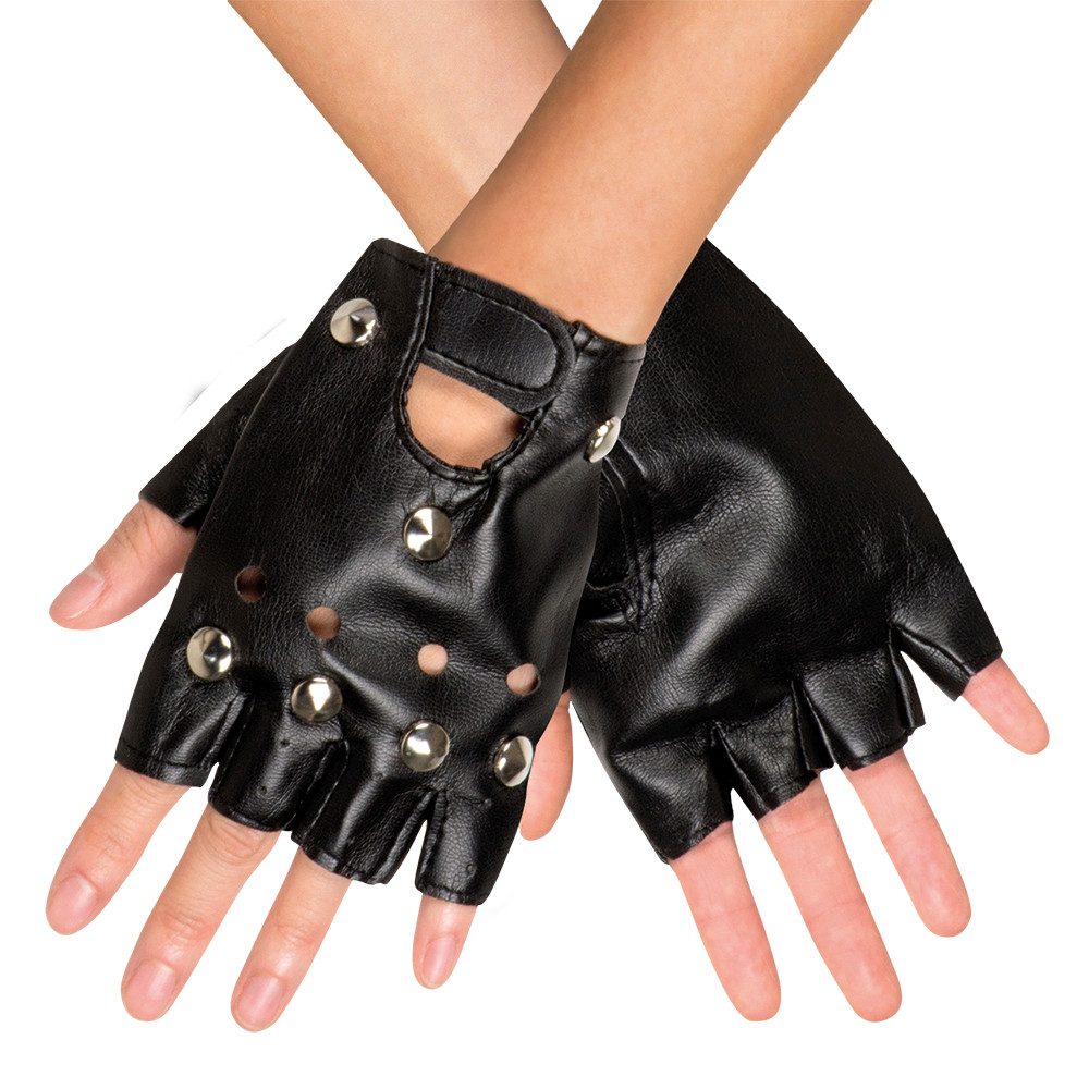 Kostüm Nieten Handschuhe zum Rocker oder Biker Kostüm, S