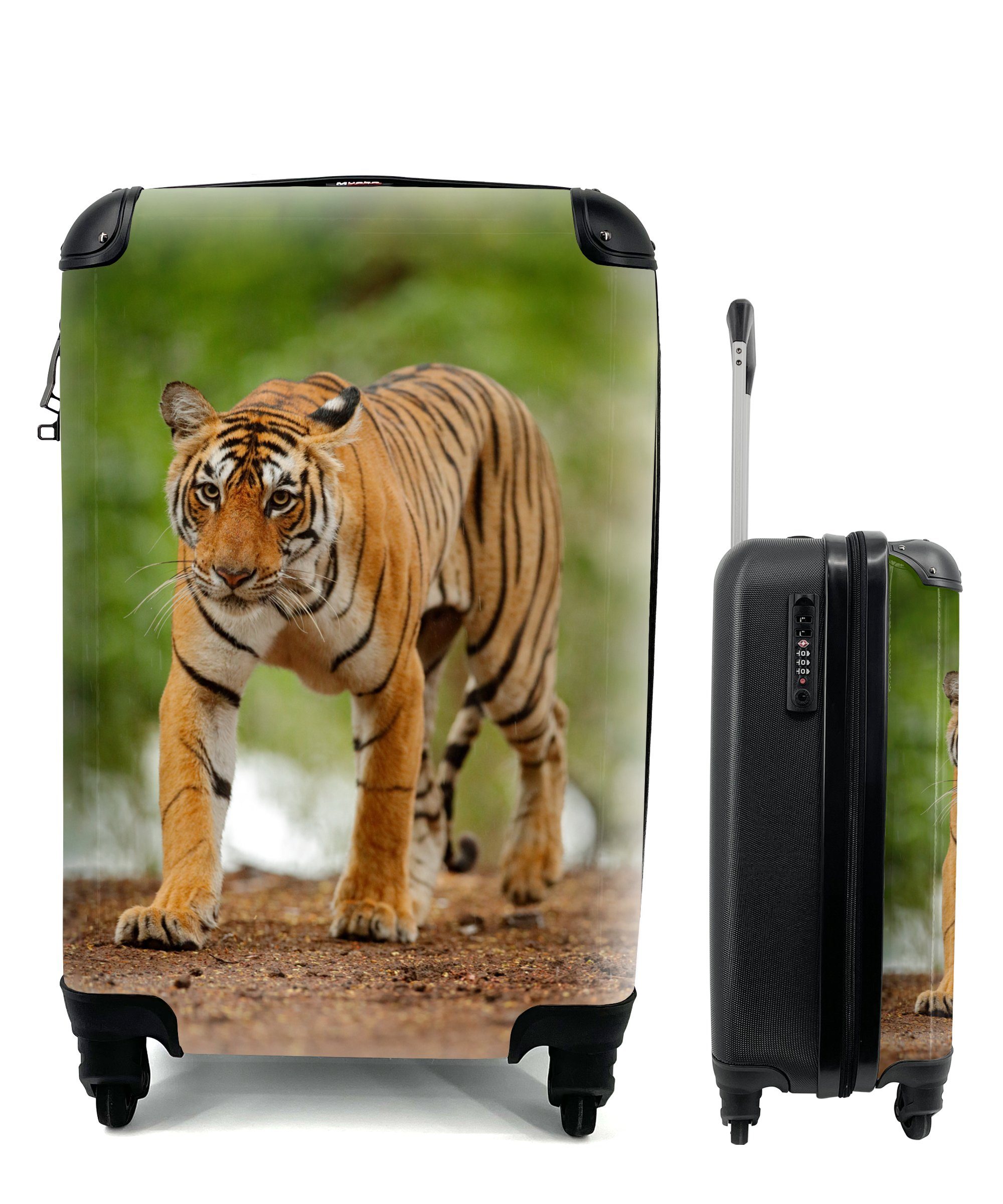 MuchoWow Handgepäckkoffer Schleichender Tiger, 4 Rollen, Reisetasche mit rollen, Handgepäck für Ferien, Trolley, Reisekoffer