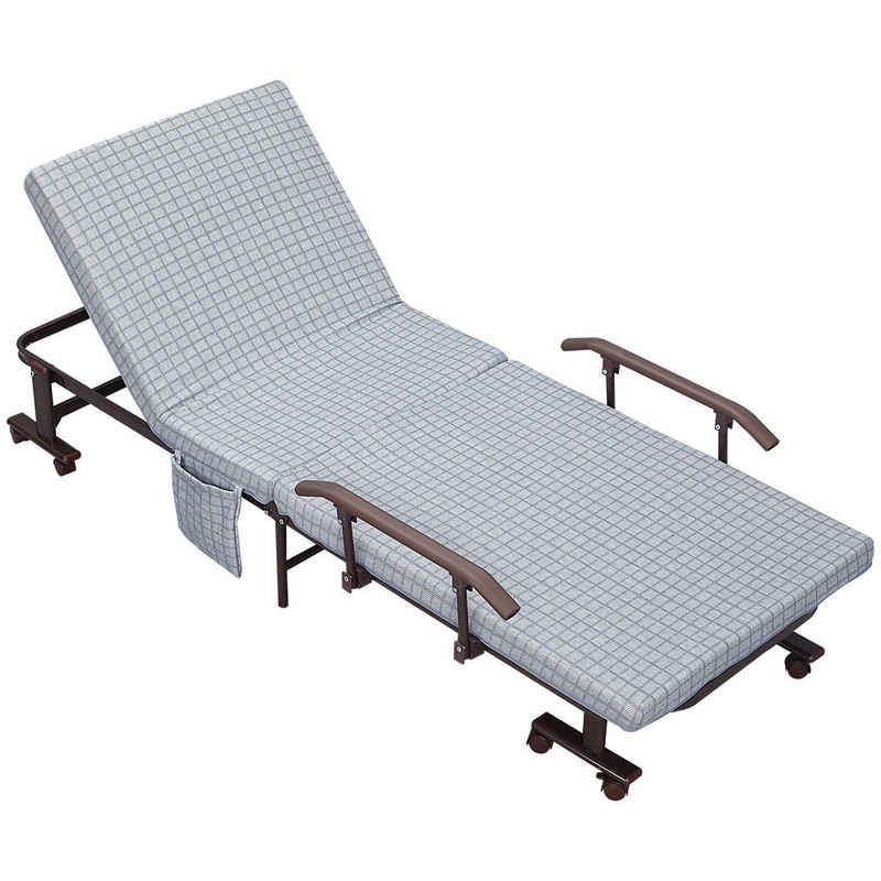 HOMCOM Gästebett, neigbare Rücklehne, Stahl, 190 x 76 x 33cm (Set, 1-St., Klappbett) wandelbar zum Loungesessel, Relaxliege oder Gästebett