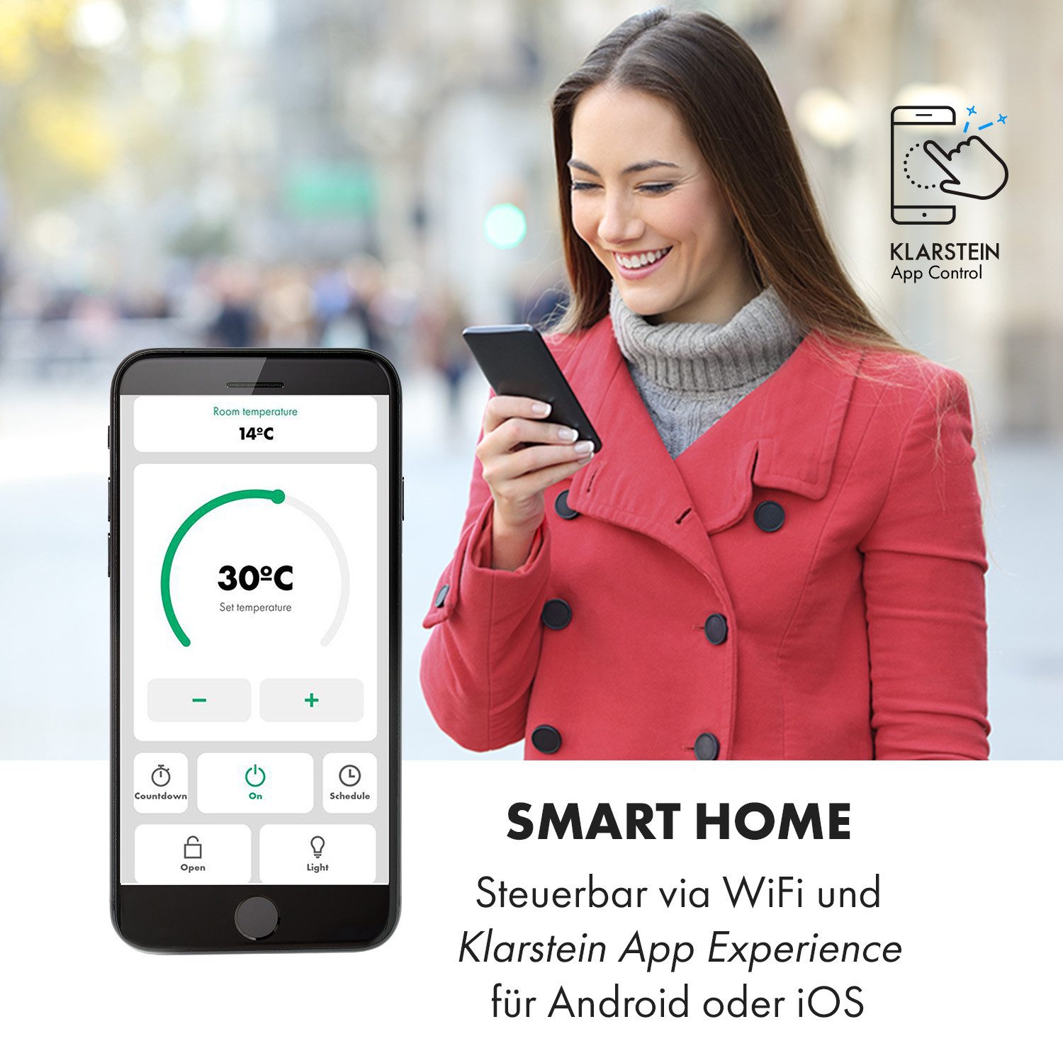 Klarstein Heizstrahler Bansin Smart 2500, elektrische Konvektor Heizung Ele günstig online kaufen