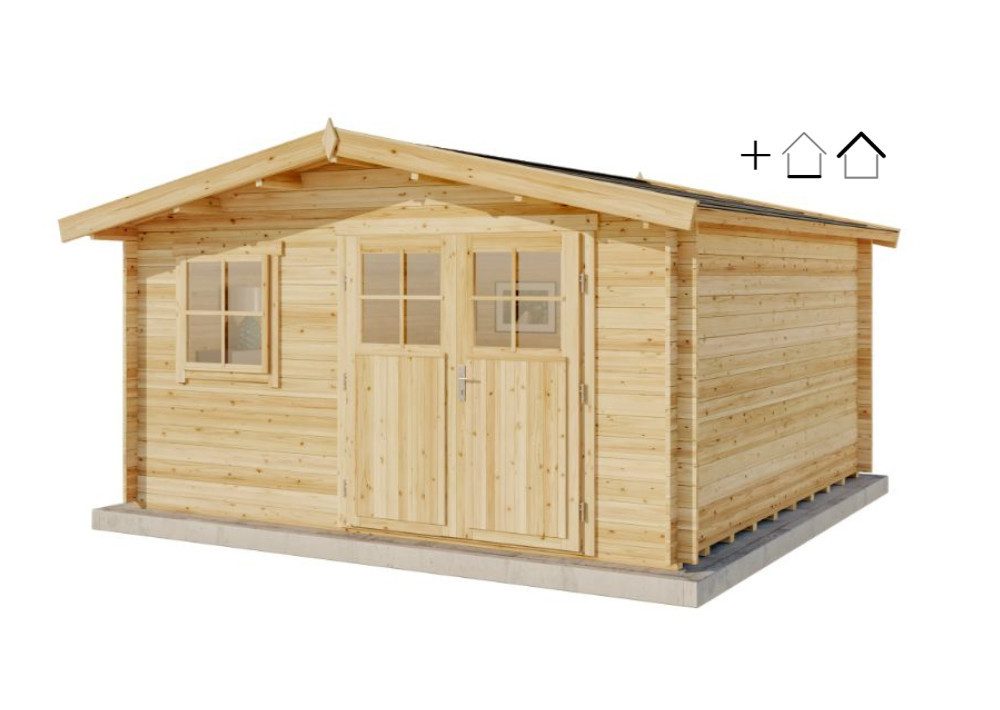Alpholz Gartenhaus Holz Set - Valeria Natur Inkl. Boden & Dacheind., BxT: 438x427 cm, (Set), in Naturbelassen Inkl. Fußboden & Dacheindeckung