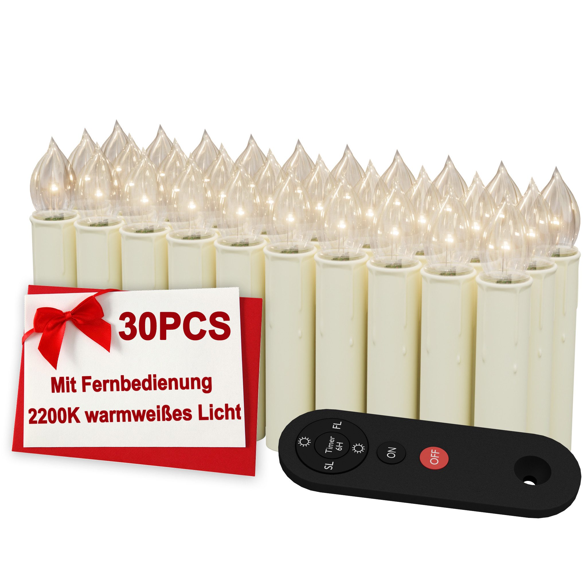 FIVMEN LED-Kerze Weihnachtskerzen Kabellos Kerzen Flammenlose mit Fernbedie günstig online kaufen