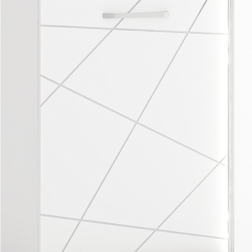 Lomadox Wohnzimmer-Set VISALIA-129, (Mega-Spar-Set, 4-St., 4-tlg), inkl. Beleuchtung, in weiß Hochglanz mit Eiche schwarz
