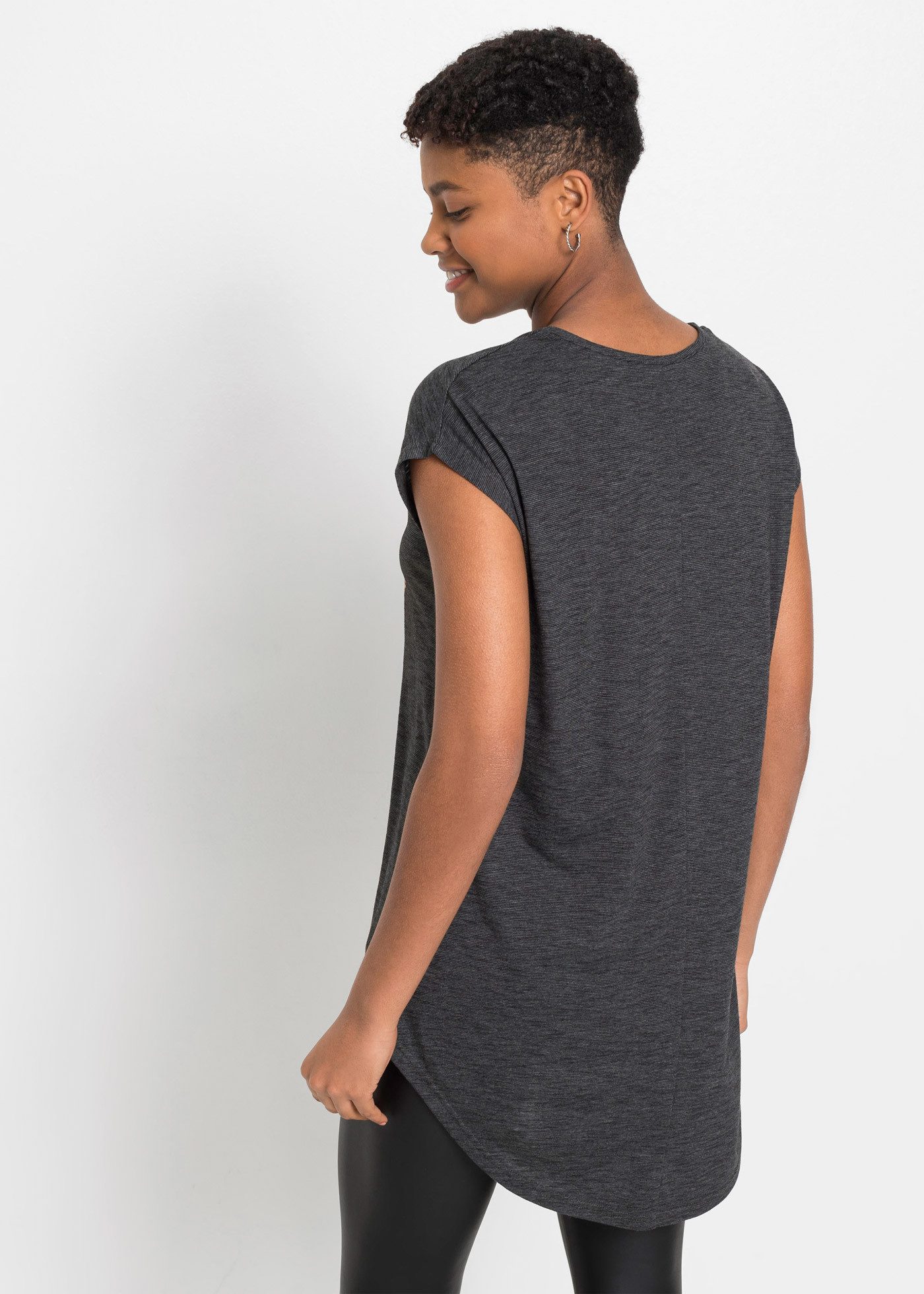 bonprix T-Shirt A-Linie, Kurzarm, aus Viskose und Polyester, mit Rundhalsau günstig online kaufen