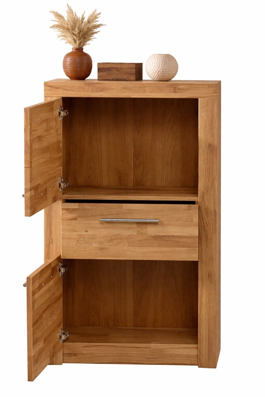 bv-vertrieb Anrichte Hochkommode Sideboard Wildeiche Schrank Anrichte Metallgriffe