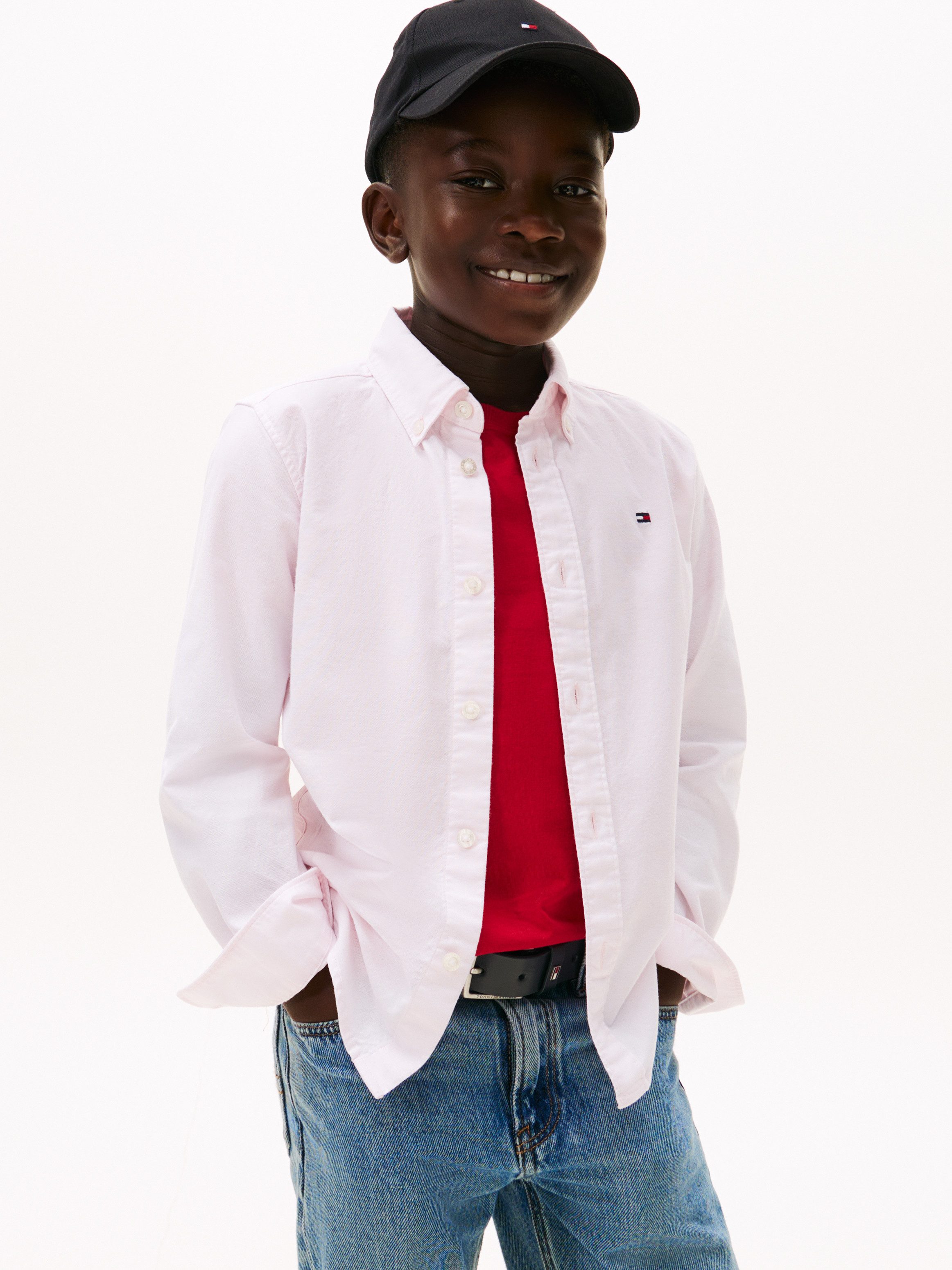 Tommy Hilfiger Langarmhemd FLAG OXFORD SHIRT LS mit Logostickerei