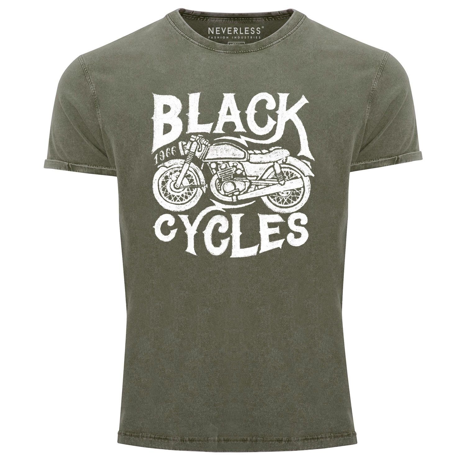 Neverless Print-Shirt Herren T-Shirt Vintage Washed günstig online kaufen