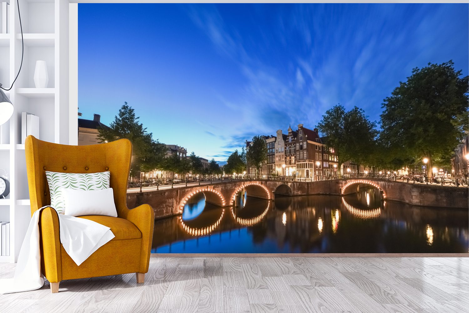 Amsterdam Keizersgracht (7 für Tapete Fototapete St), Vinyl Himmel, Schlafzimmer, bedruckt, oder MuchoWow unter Wandtapete blauem Die Wohnzimmer in Matt,