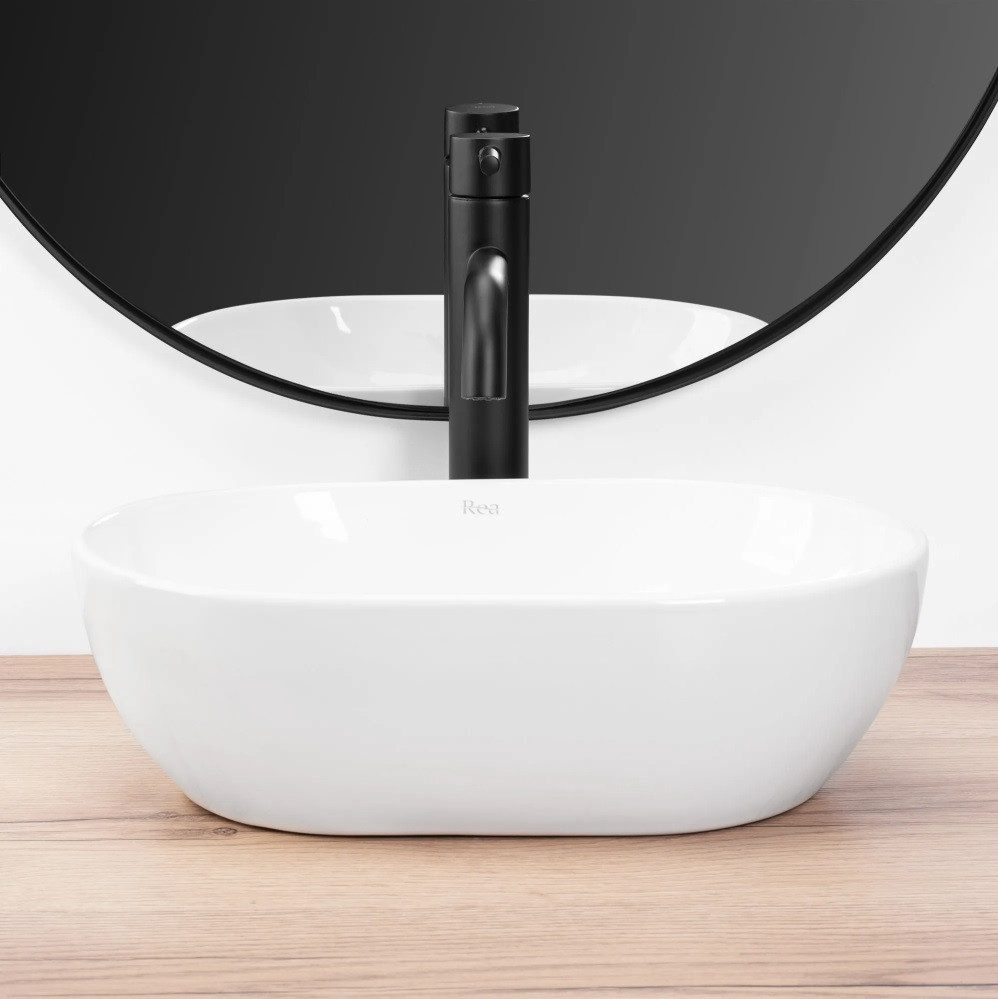 wohnwerk.idee Aufsatzwaschbecken Waschbecken Keramik Weiß Klein Gäste WC Gäste Bad Amelia – Bild 3 von 5