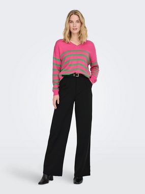 JACQUELINE de YONG Strickpullover Gestreifter Feinstrick Pullover V-Neck Langarm Sweater JDYMARCO 4775 in Rosa