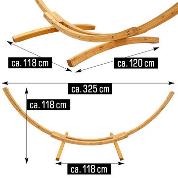 AMANKA Hängematte XXL Hängematte mit Gestell Hängemattengestell, Holz mit Stabhängematte 325 cm