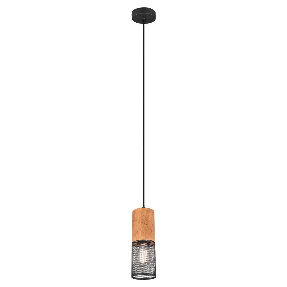 etc-shop Pendelleuchte, Leuchtmittel Design Lampe Decken nicht Holz Hänge inklusive, schwarz-matt Leuchte Pendel Käfig