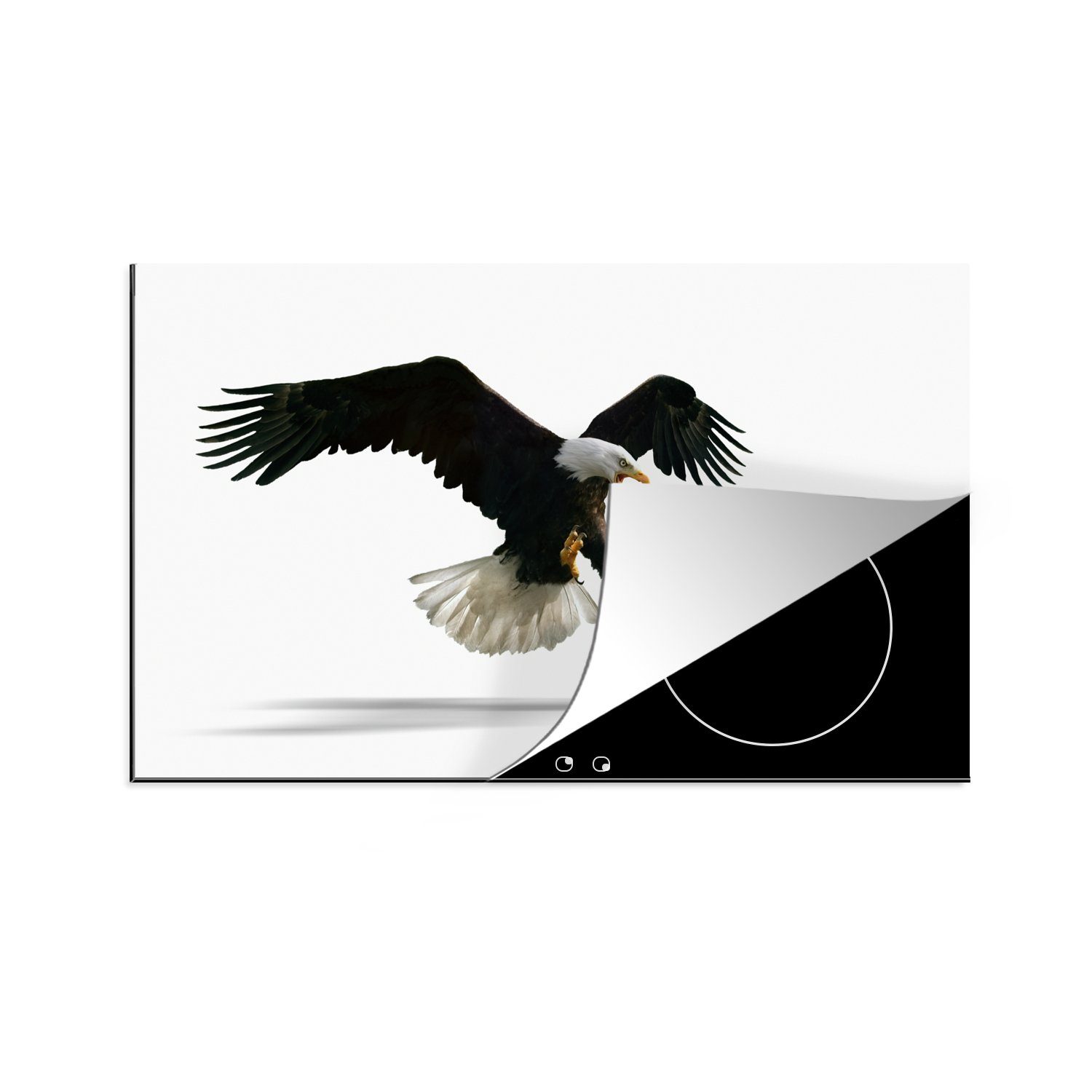 MuchoWow Herdblende-/Abdeckplatte Adler - Vogel - Weiß, Vinyl, (1 tlg), 83x51 cm, Ceranfeldabdeckung, Arbeitsplatte für küche