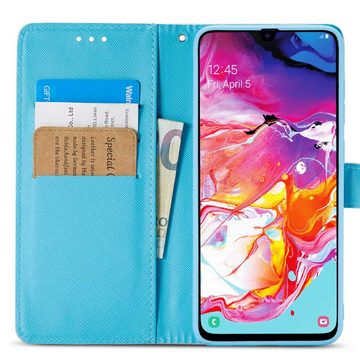 FITSU Handyhülle Handytasche für Samsung Galaxy A70 Hülle Eulen Motiv 6,7 Zoll, Flipcase für Samsung A70 Handyhülle, Handytasche mit Kartenfach