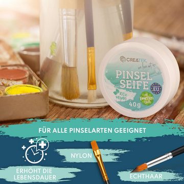 CreaTek Pinselreiniger für Acrylfarbe und Aquarellfarbe Pinselseife (1x 40g Profi-Tipps Rund um die Pinsel Reinigung umfangreiches E-Book)