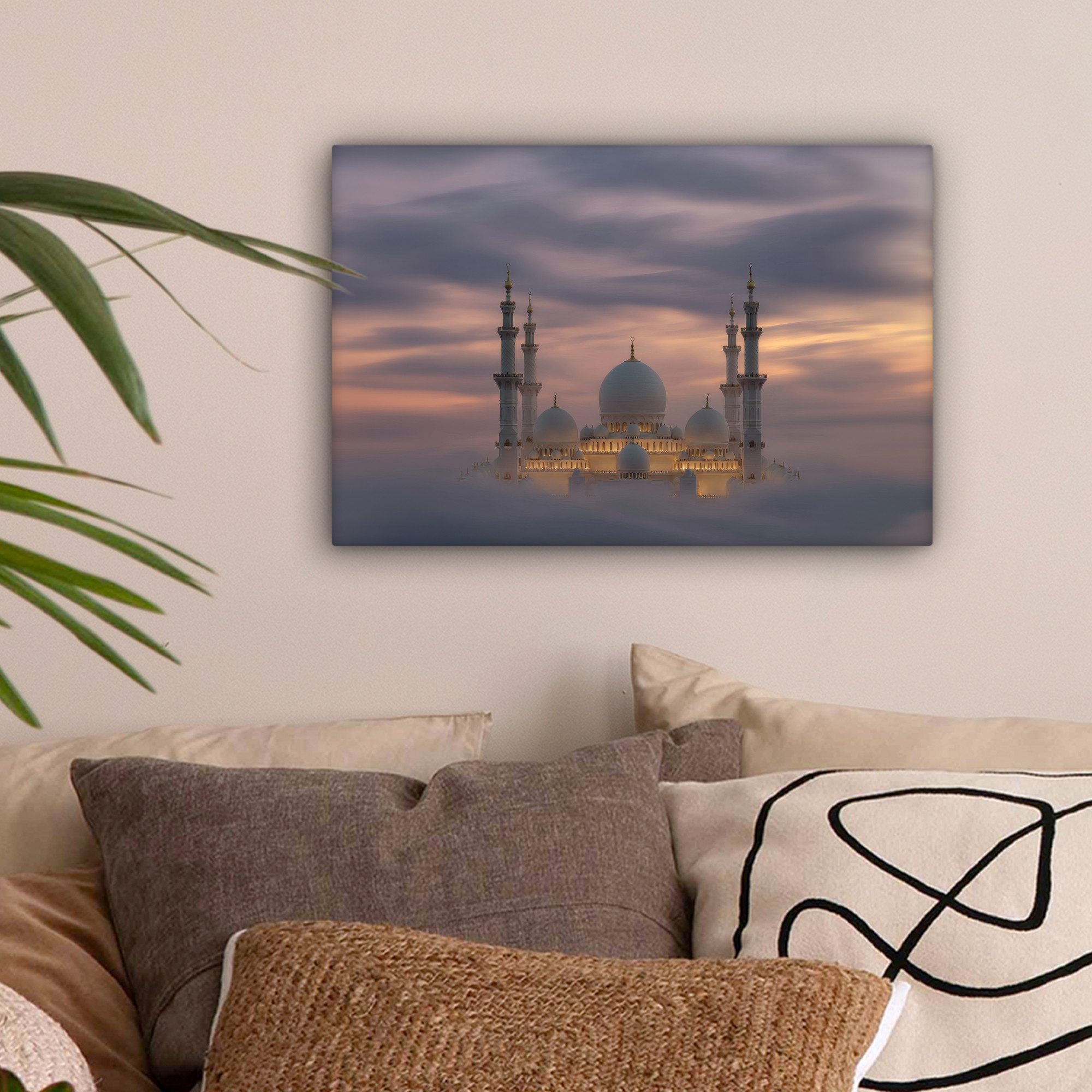 OneMillionCanvasses® Leinwandbild Sonnenuntergang - Moschee - Wolken - Isla günstig online kaufen
