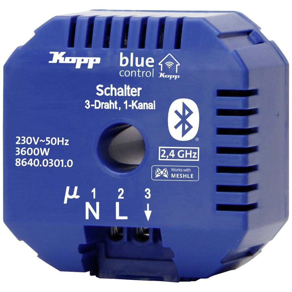 Kopp Blue-control Schaltaktor, 1 Kanal, 3-Draht, mit Smart-Home-Steuerelement | Smart Home Gateways