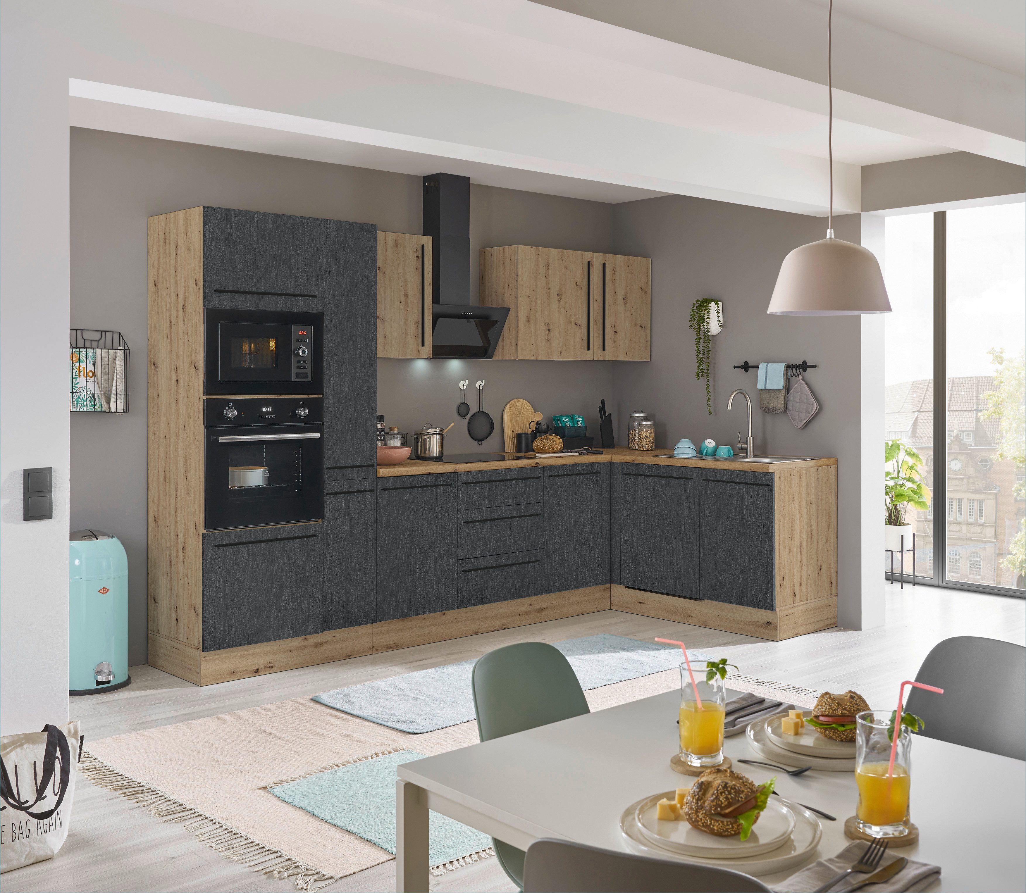 KOCHSTATION Winkelküche Florida, Stellbreite 310x175 cm, wahlweise mit E-Geräten, mit Softclose für Türen und Schubkästen