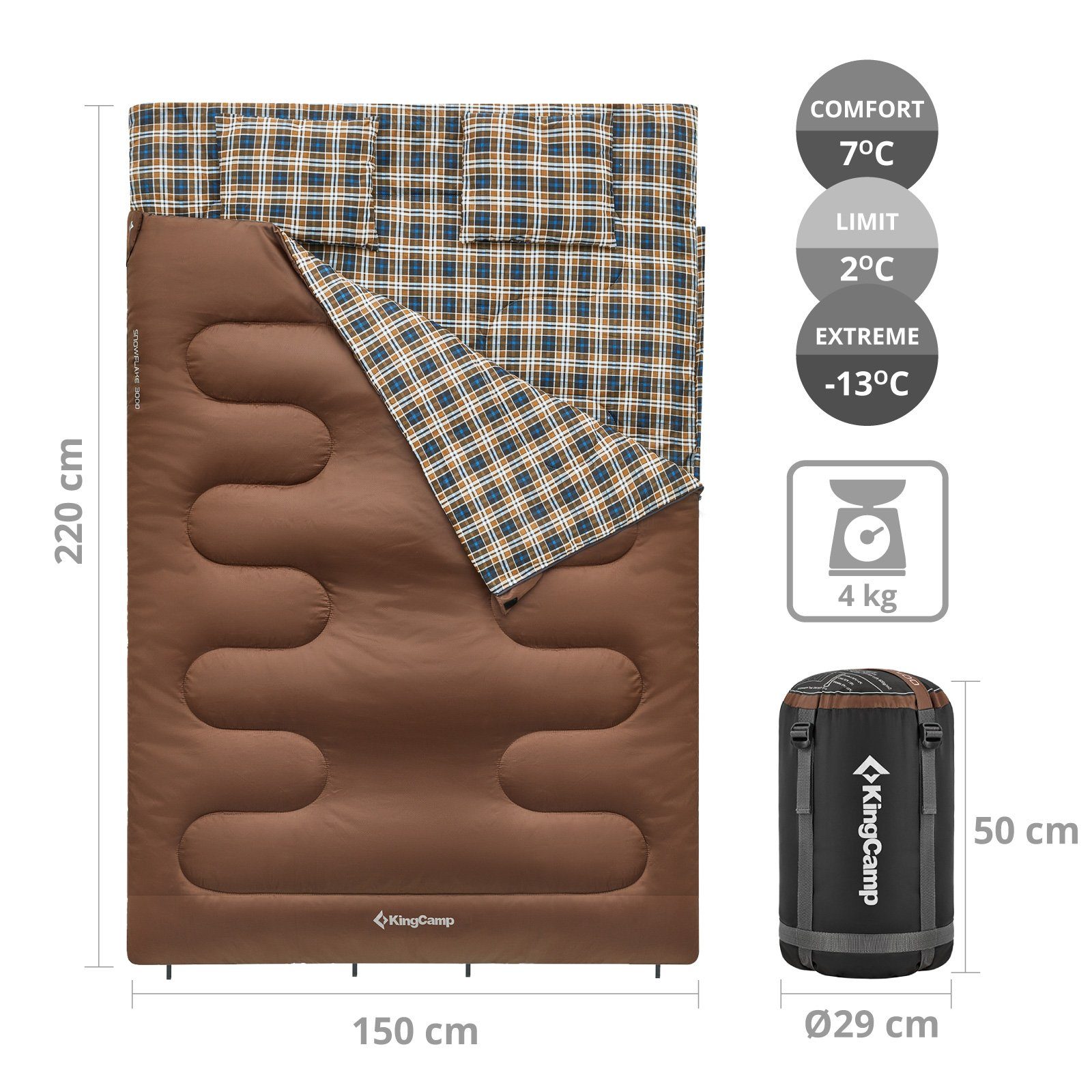 KingCamp Doppeldeckenschlafsack Deckenschlafsack Snowflake 300D 2 günstig online kaufen