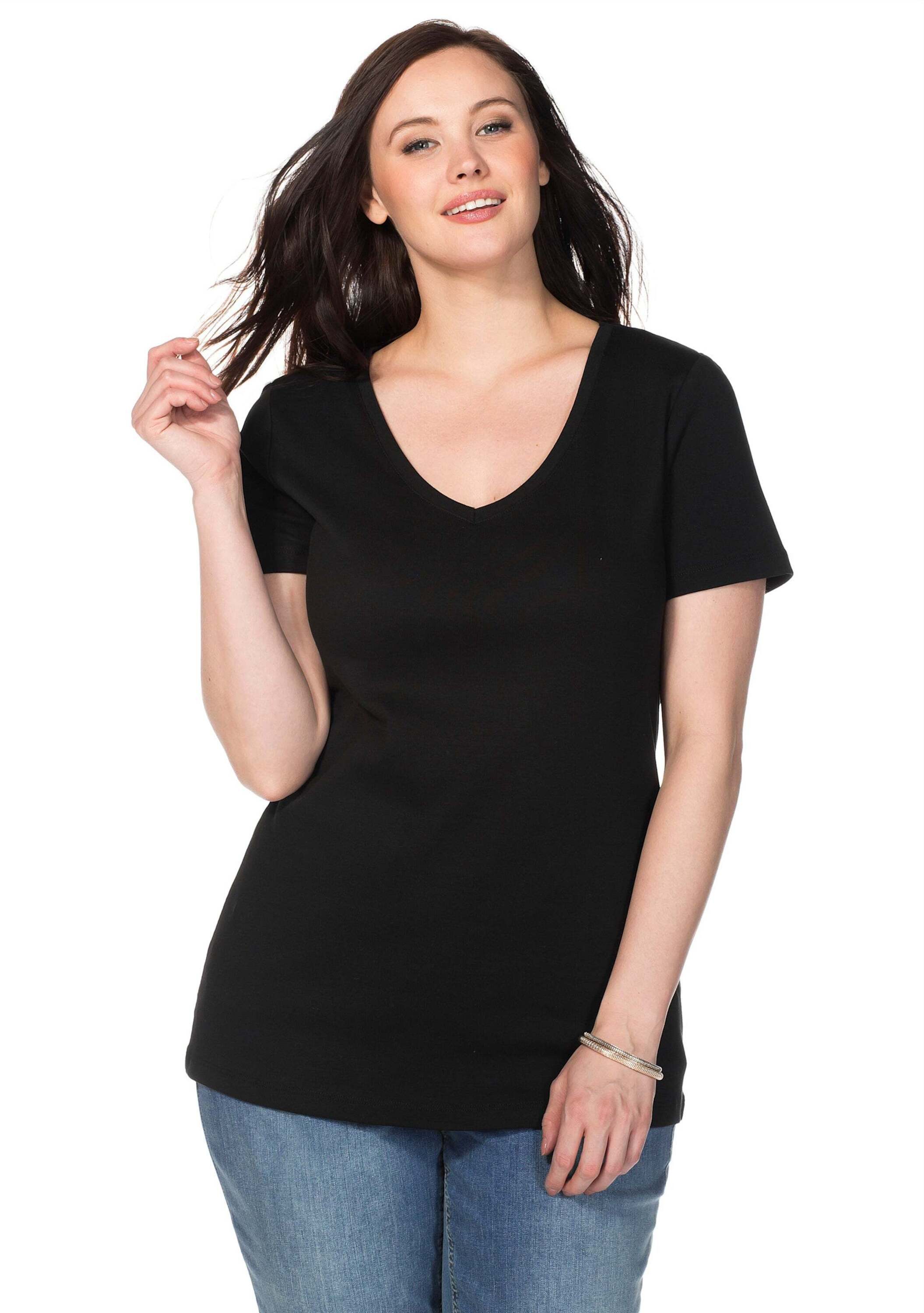 Sheego T-Shirt T-Shirt Kurzarm mit V-Ausschnitt günstig online kaufen