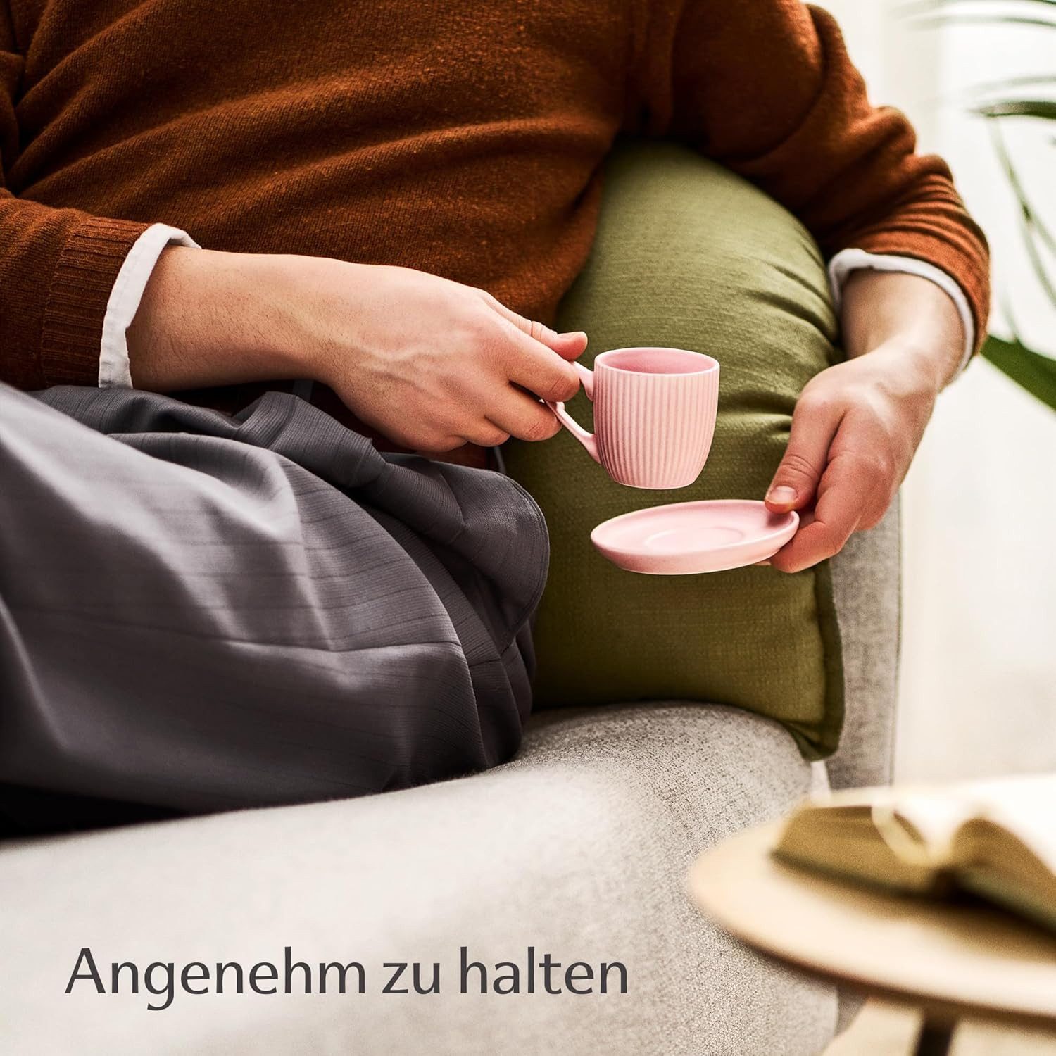 Cosumy Espressotasse Espressotassen Set 6er Bunt Pastell 90 ml mit Untertassen Mokkatassen, 12-tlg., Keramik, Handgefertigt, dickwandig, spülmaschinen- & mikrow – Bild 5 von 5