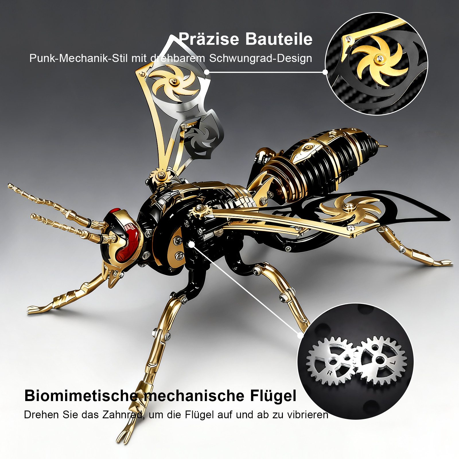 FANNOU 3D-Puzzle, 314 Puzzleteile, 3D Metallbausatz Insekt – Mechanische Biene, DIY Modell