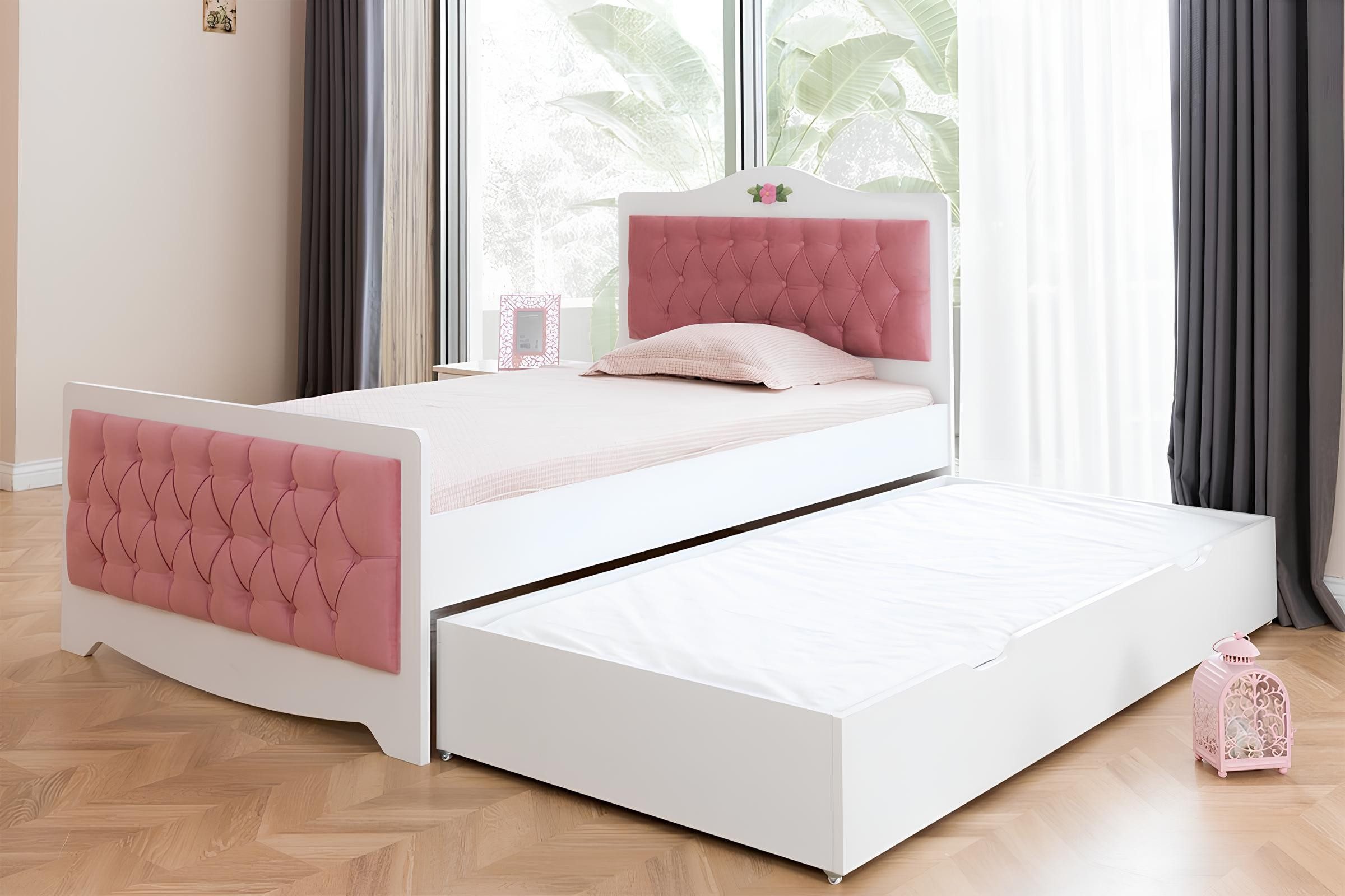Xlmoebel Einzelbett Designer Einzelbett aus Holz in Weiß für Kinderzimmer (Einzelbett, 1-tlg., Kinderbett), Hergestellt in Europa