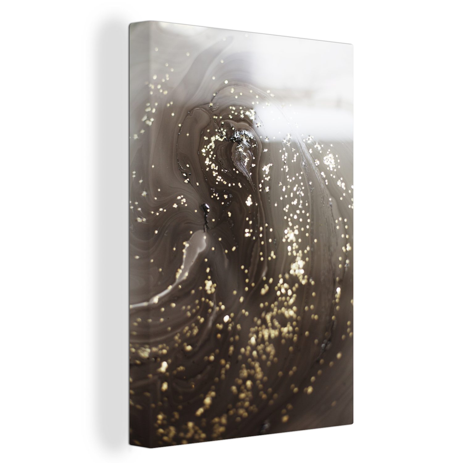 Marmor inkl. Gold cm Gemälde, - (1 St), OneMillionCanvasses® Leinwandbild - 20x30 fertig Schwarz, bespannt Luxus Leinwandbild Zackenaufhänger, -
