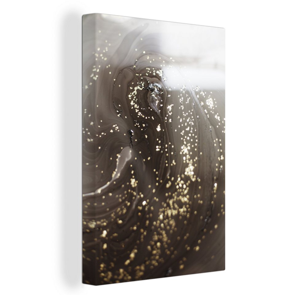 OneMillionCanvasses® Leinwandbild Marmor - Luxus - Gold - Schwarz, (1 St),  Leinwandbild fertig bespannt inkl. Zackenaufhänger, Gemälde, 20x30 cm