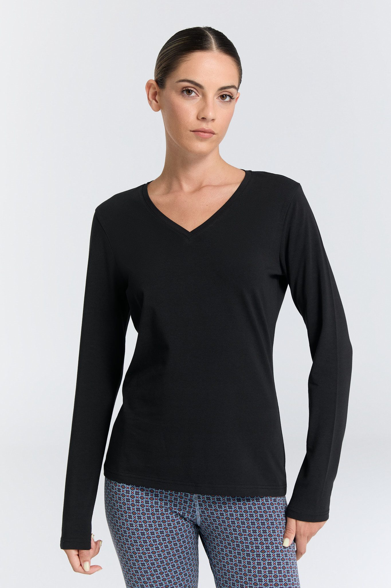 Langarmshirt Damen V-Neck Langarmshirt