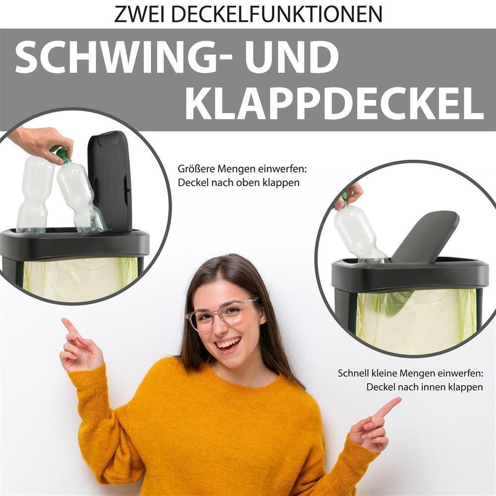 Hausfelder Müllsackständer Müllsackständer mit Deckel für Müllbeutel von 60l bis 120l, 1 Stück, Made in Germany, mit Klapp- und Schwingdeckel, robuste Konstrukt – Bild 4 von 5