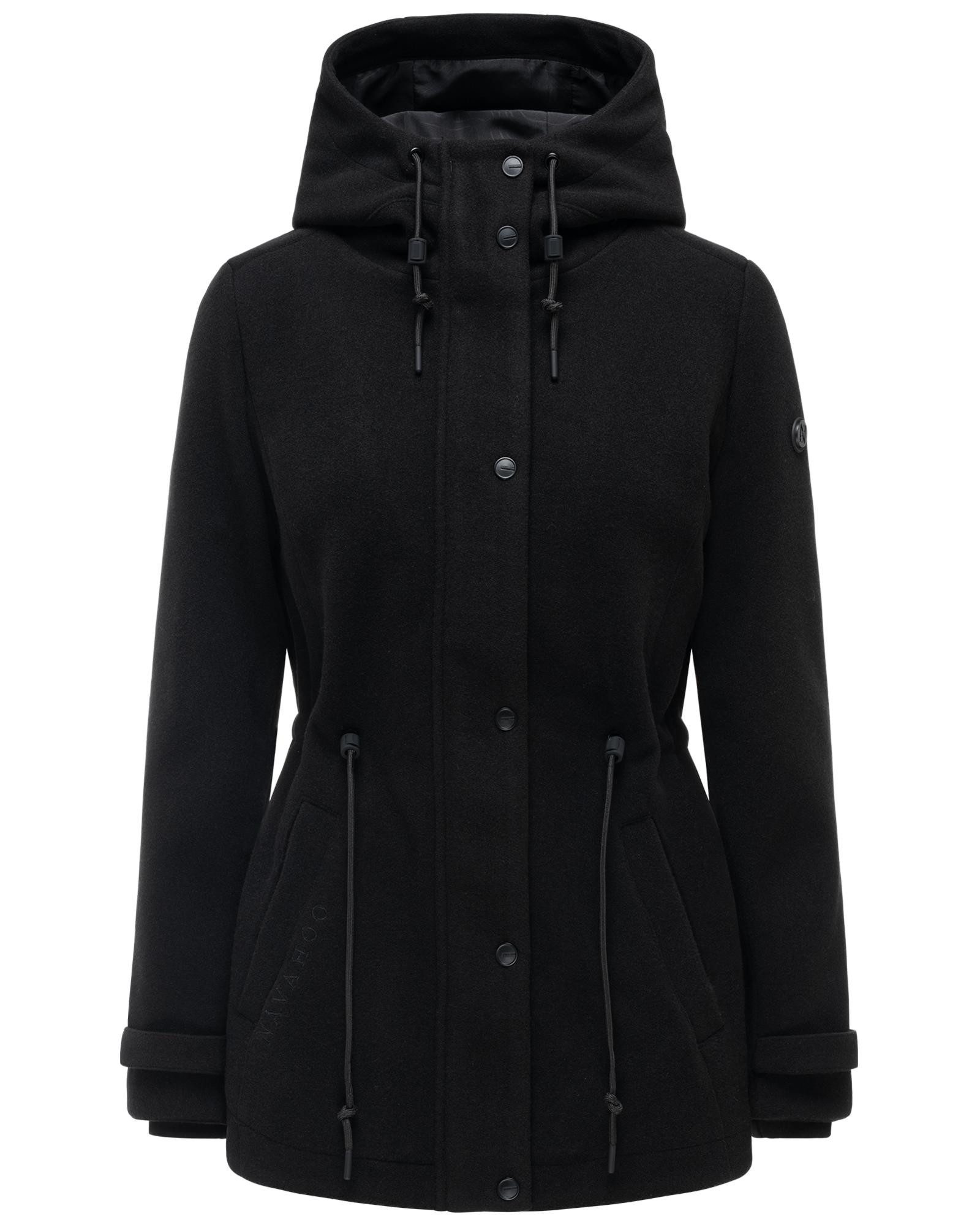 Navahoo Kurzmantel Lächelstern 14 Lange Damen Übergangsjacke in Wollmantel-Optik mit Kapuze