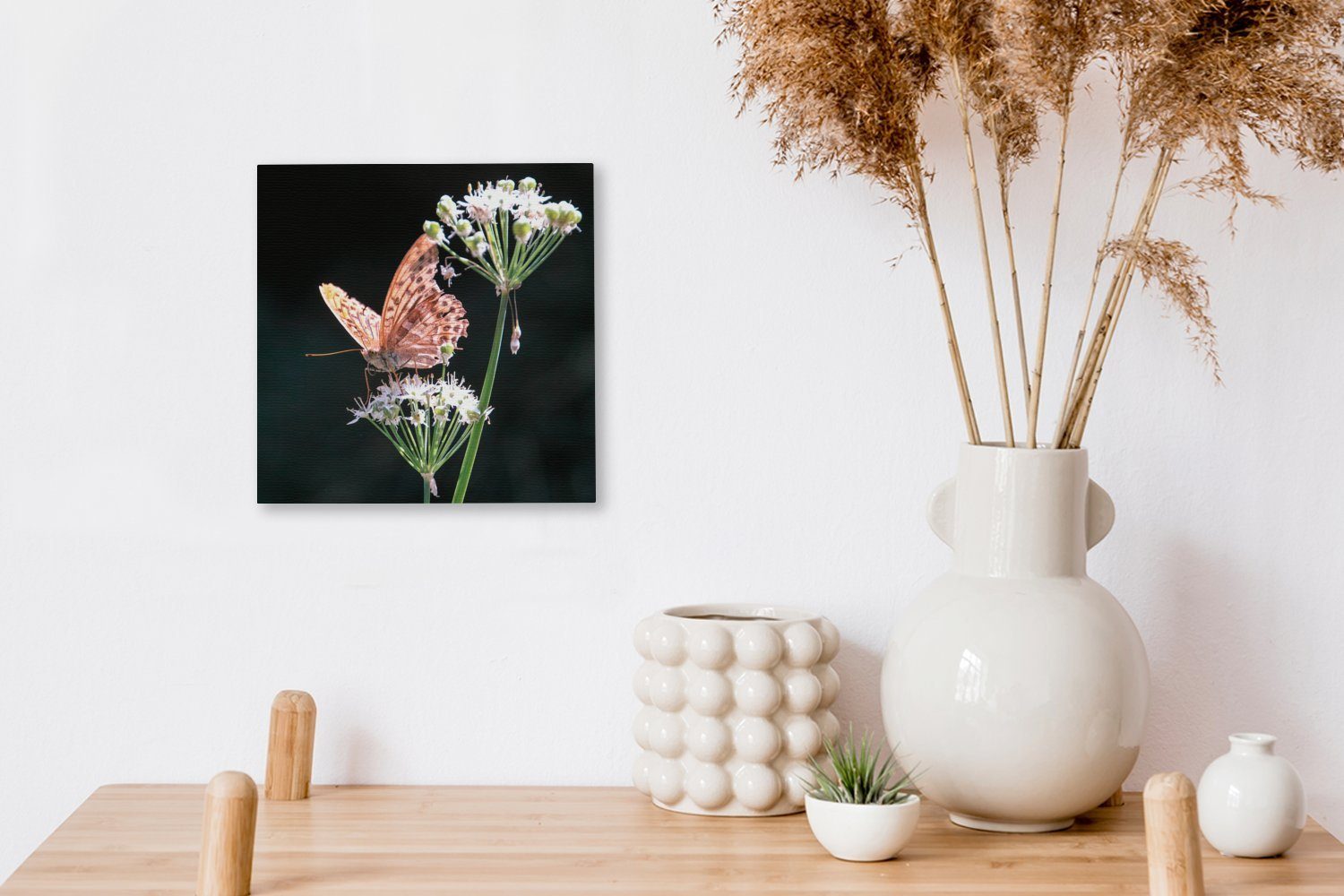 (1 Leinwandbild Blühender Bilder Schlafzimmer St), Leinwand mit freier rosa, chinesischer OneMillionCanvasses® Schnittlauch Wohnzimmer für Wildbahn in