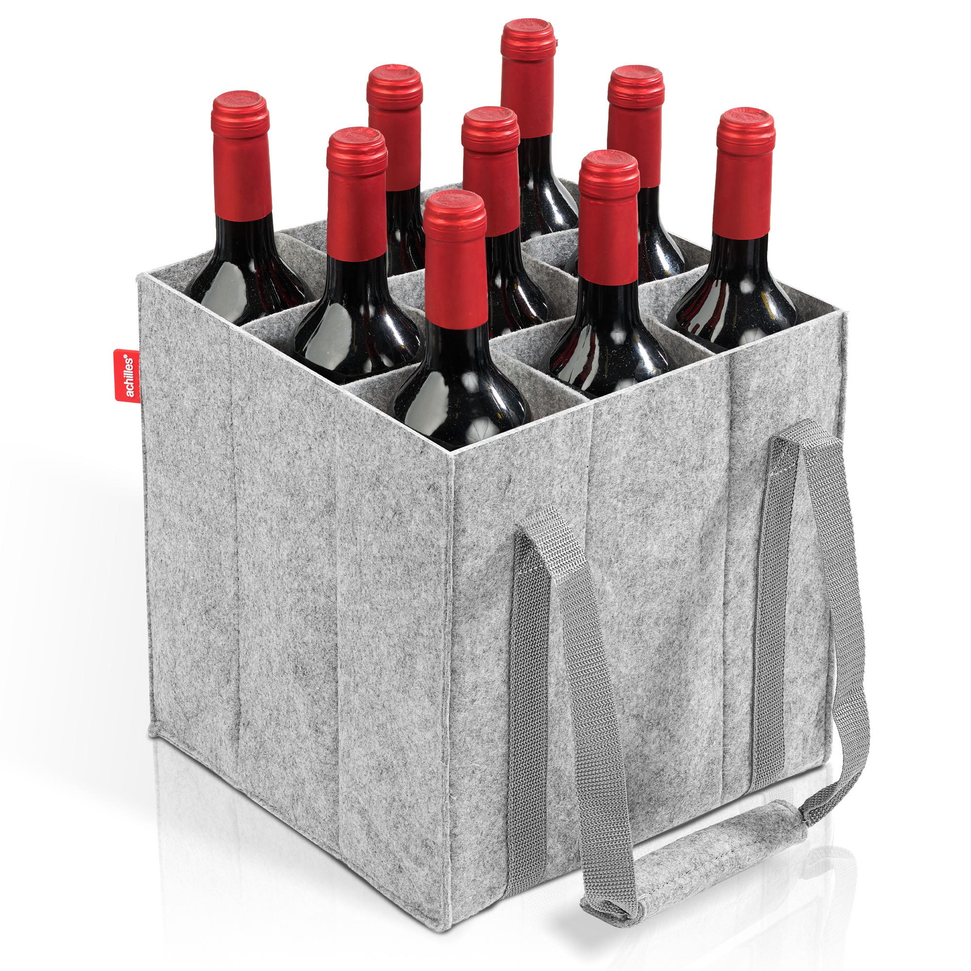 achilles Flaschenkorb Flaschentasche mit 9 Fächer, Auch für 1,5 Liter Flaschen, Flaschen
