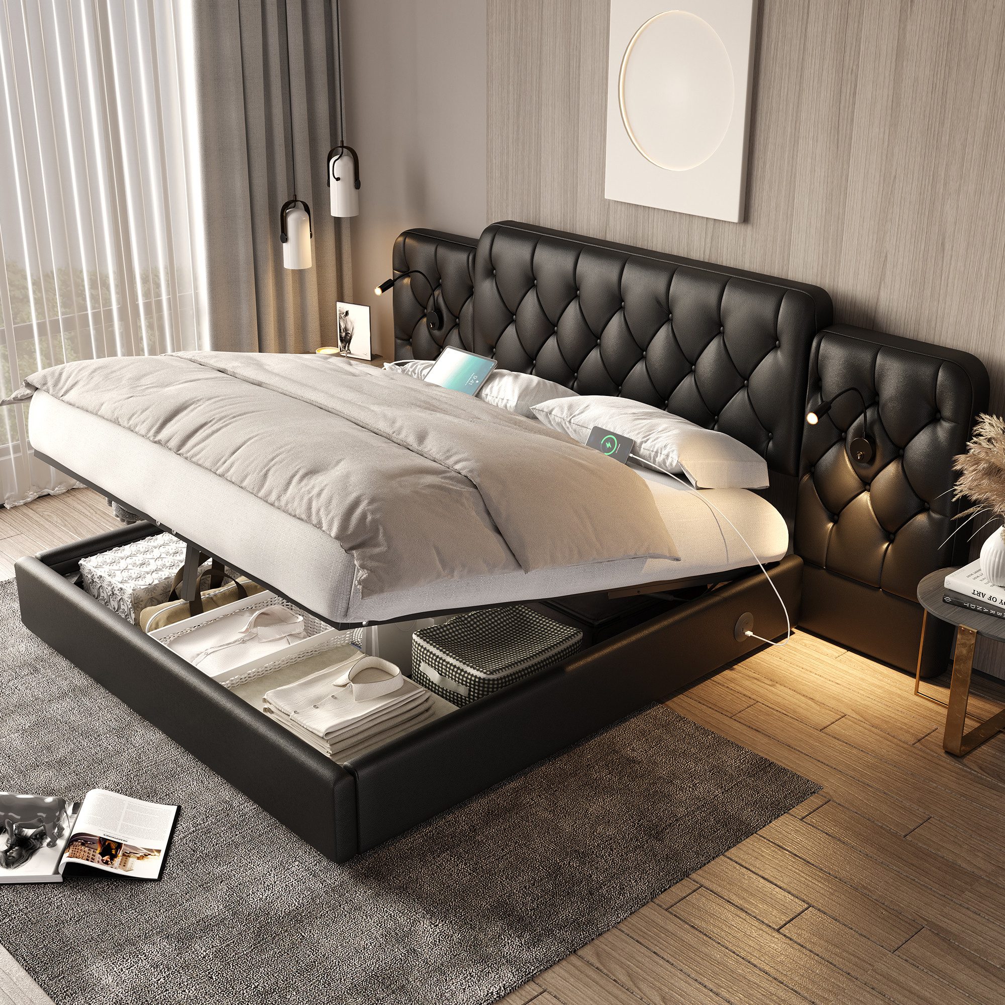 HAUSS SPOLE Polsterbett Doppelbett Bettgestell Jugendbett Stauraumbett,160× günstig online kaufen